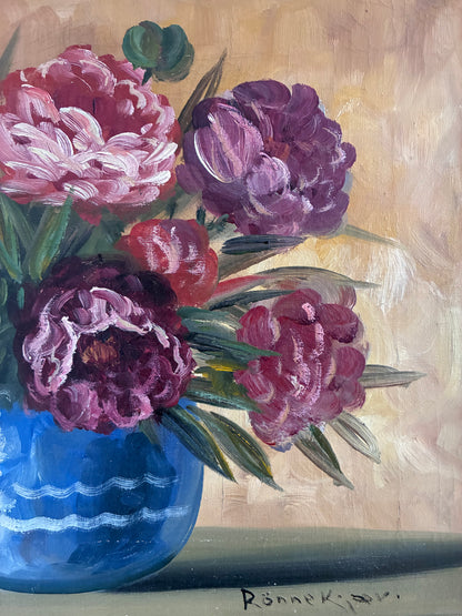 Vintage Original Floral Oil Painting, Signed Flower Art
