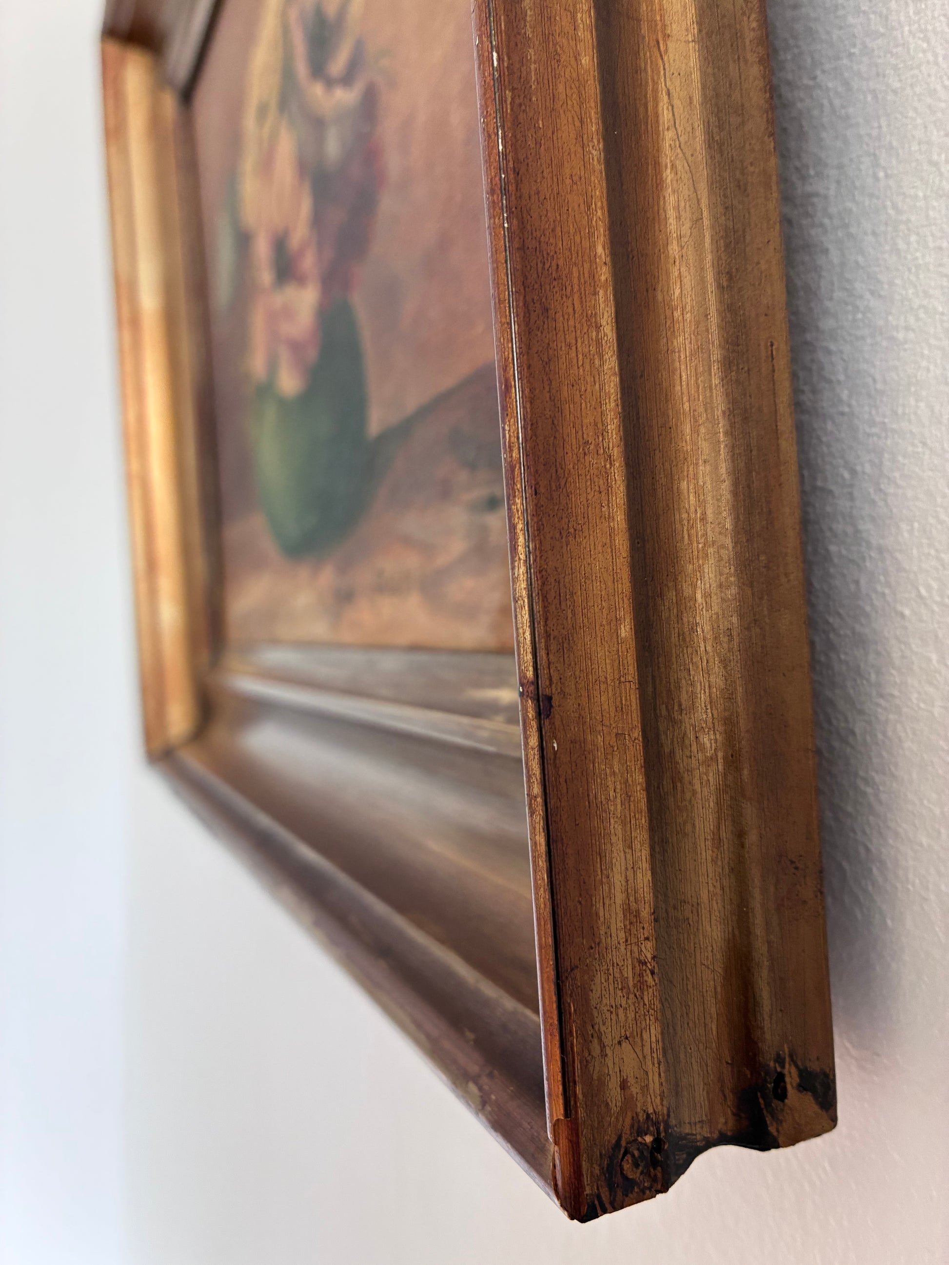 Framed Vintage Original Floral Oil Painting, Signed Flower Art