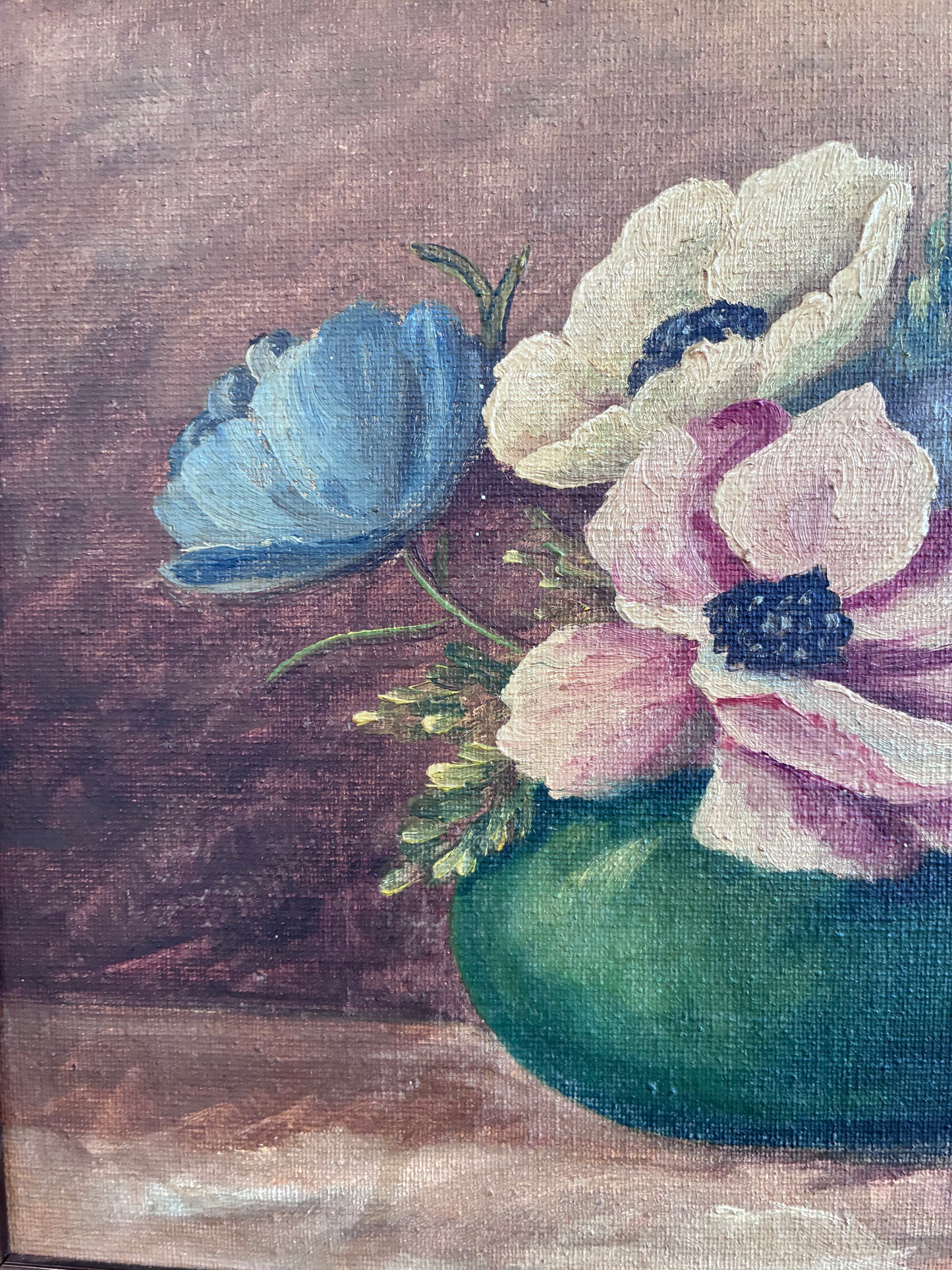 Framed Vintage Original Floral Oil Painting, Signed Flower Art