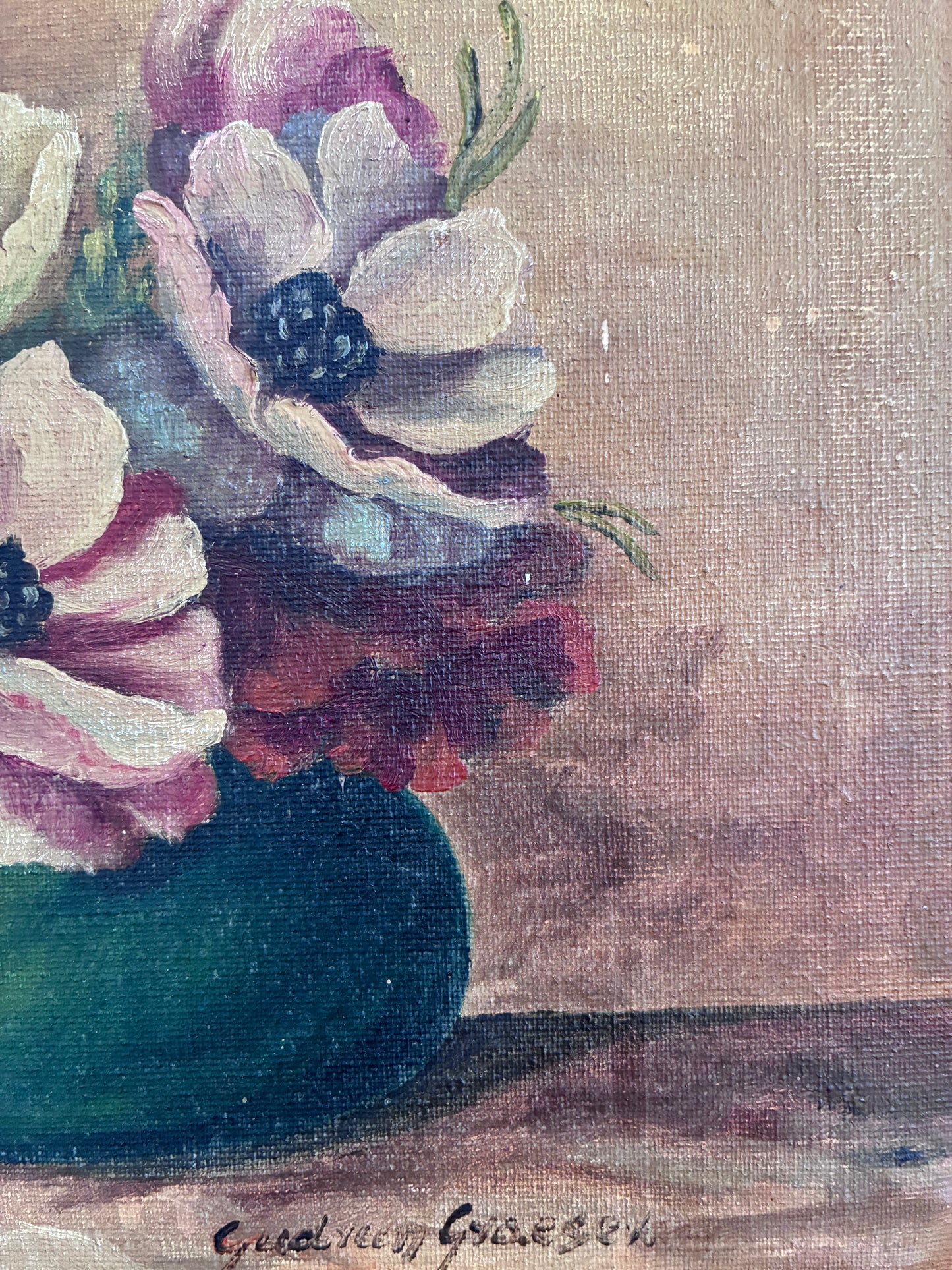 Framed Vintage Original Floral Oil Painting, Signed Flower Art