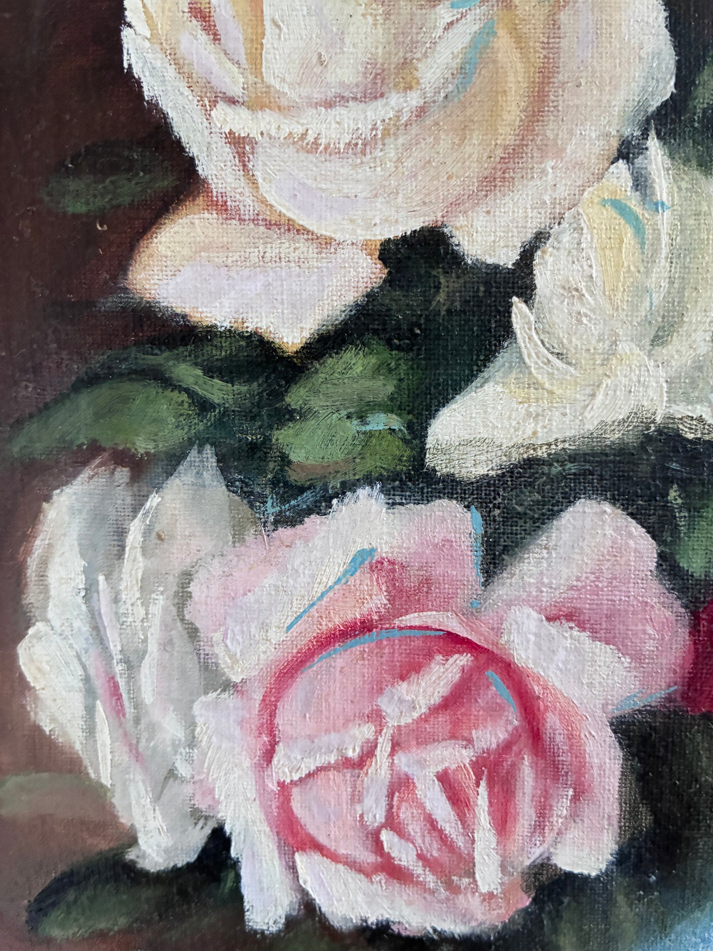 Framed Vintage Original Floral Oil Painting, Signed Flower Art