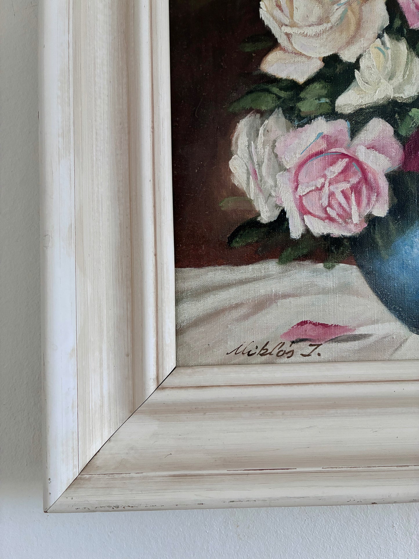 Framed Vintage Original Floral Oil Painting, Signed Flower Art