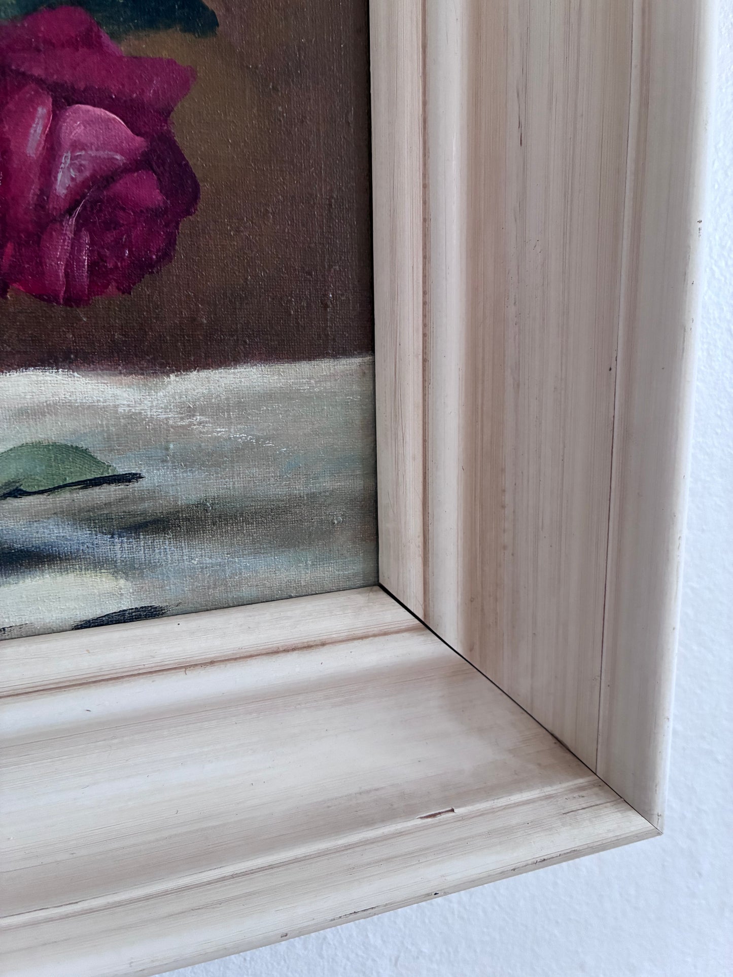 Framed Vintage Original Floral Oil Painting, Signed Flower Art