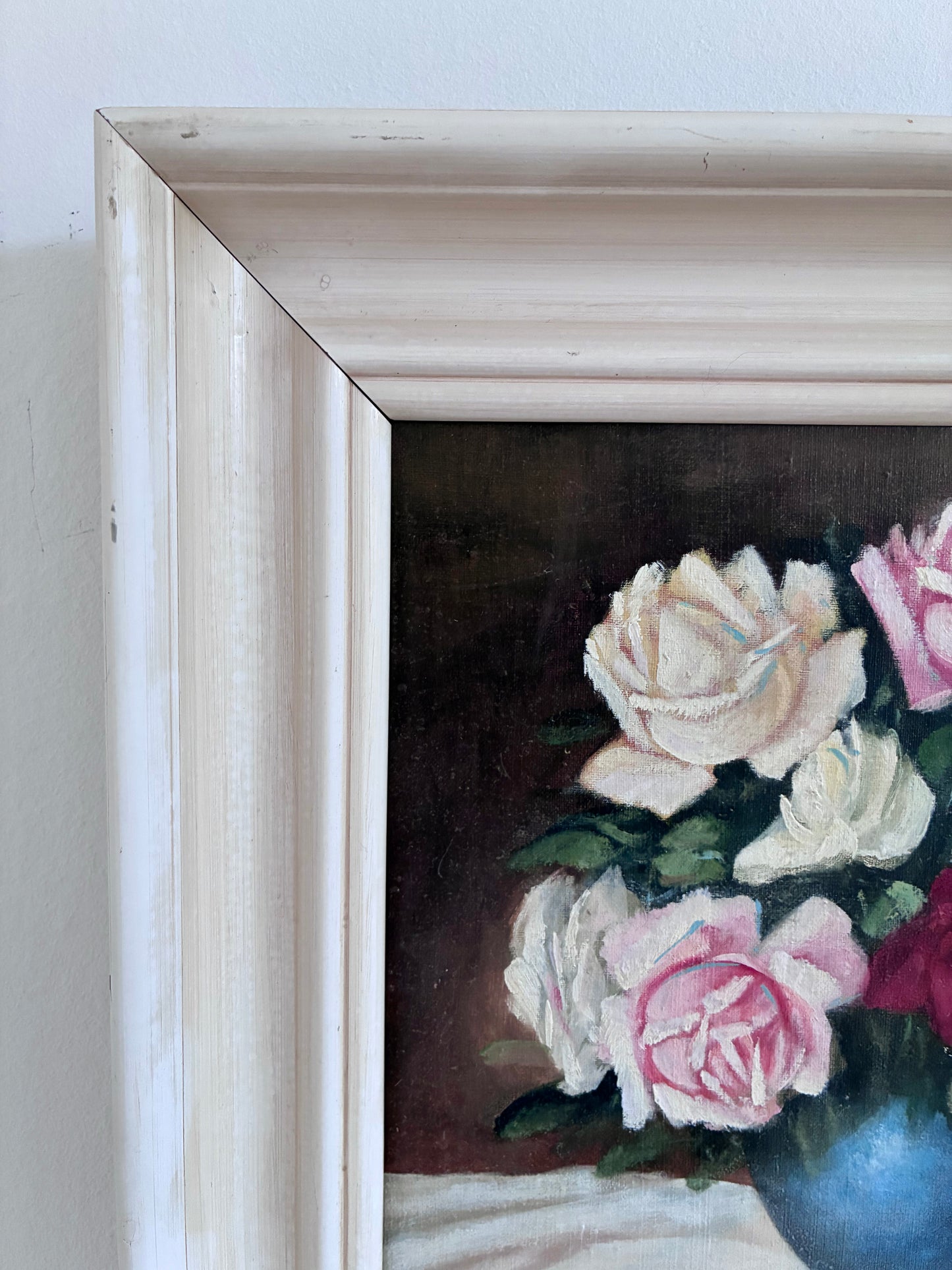 Framed Vintage Original Floral Oil Painting, Signed Flower Art