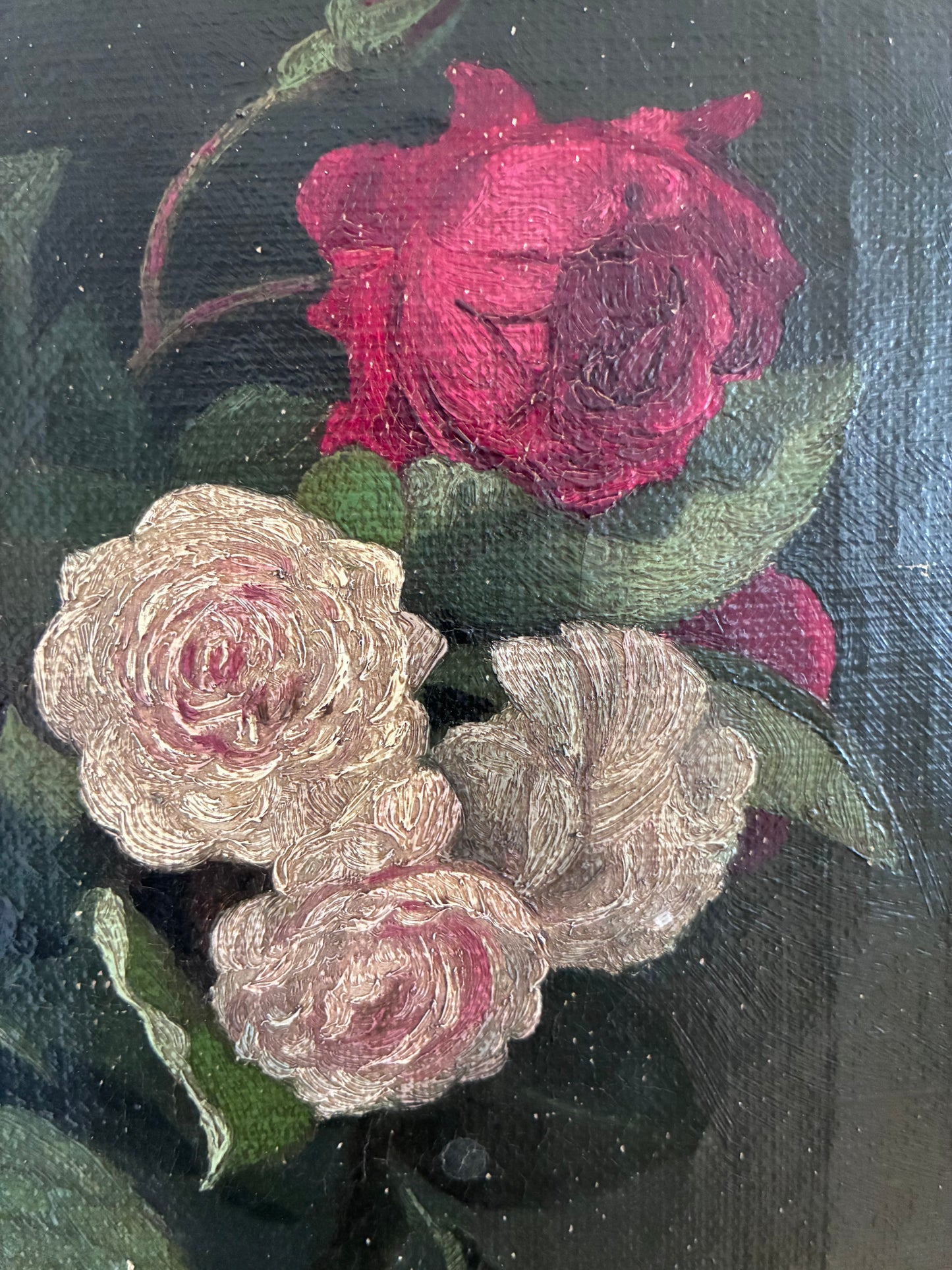 Vintage Original Floral Rose Still Life Oil Painting