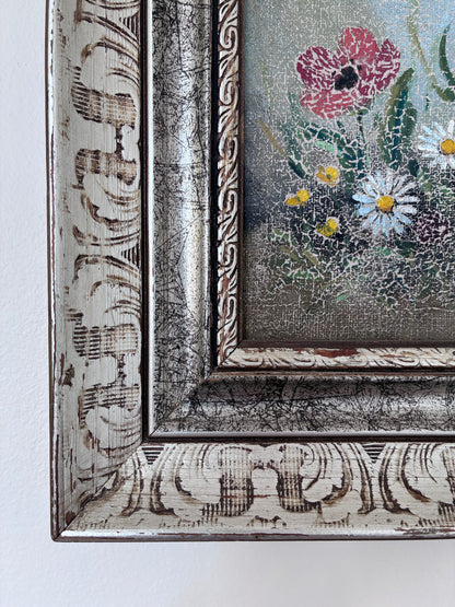 Vintage Original Floral Still Life Oil Painting, circa 1980