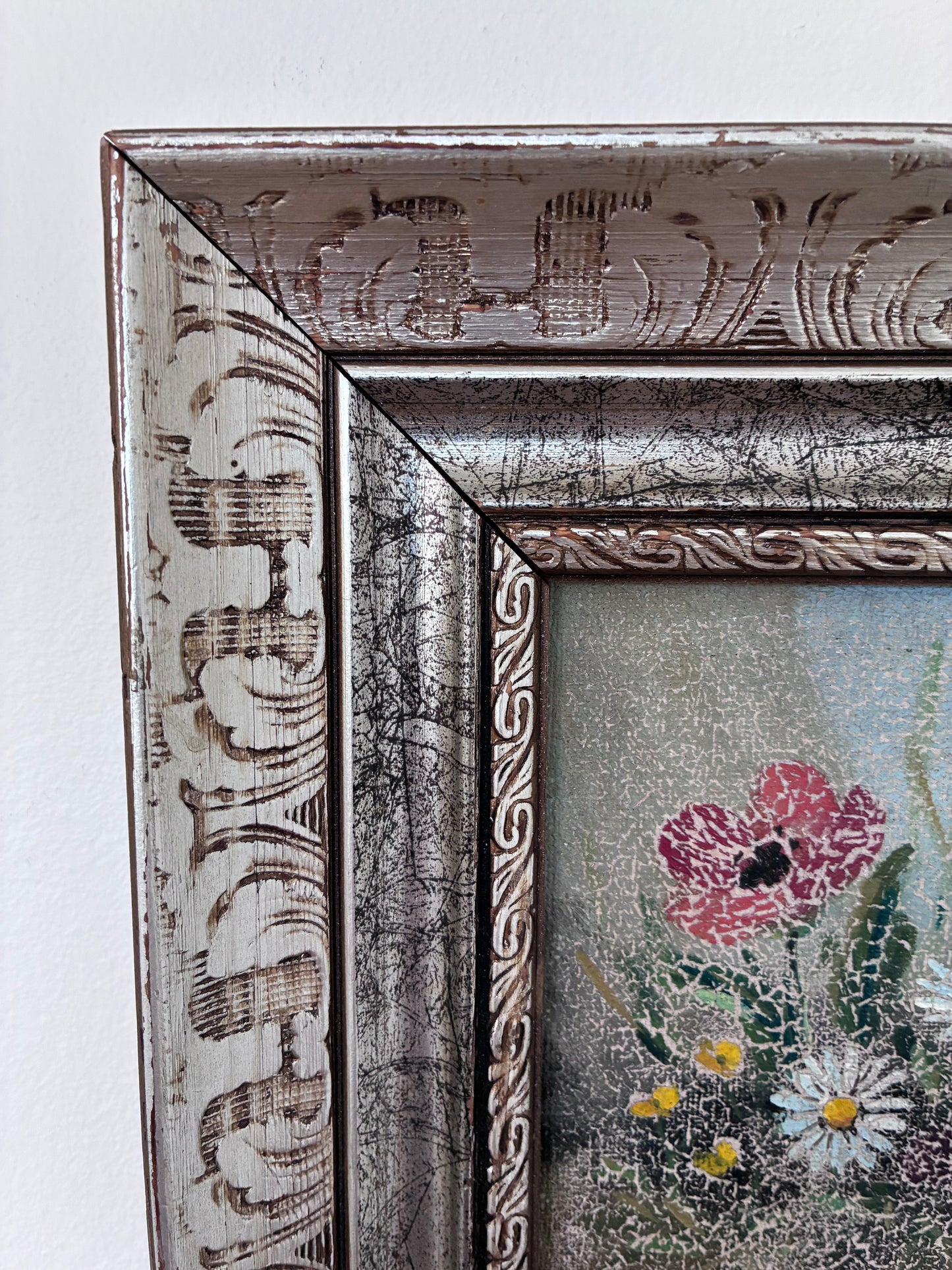 Vintage Original Floral Still Life Oil Painting, circa 1980