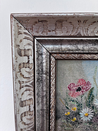 Vintage Original Floral Still Life Oil Painting, circa 1980