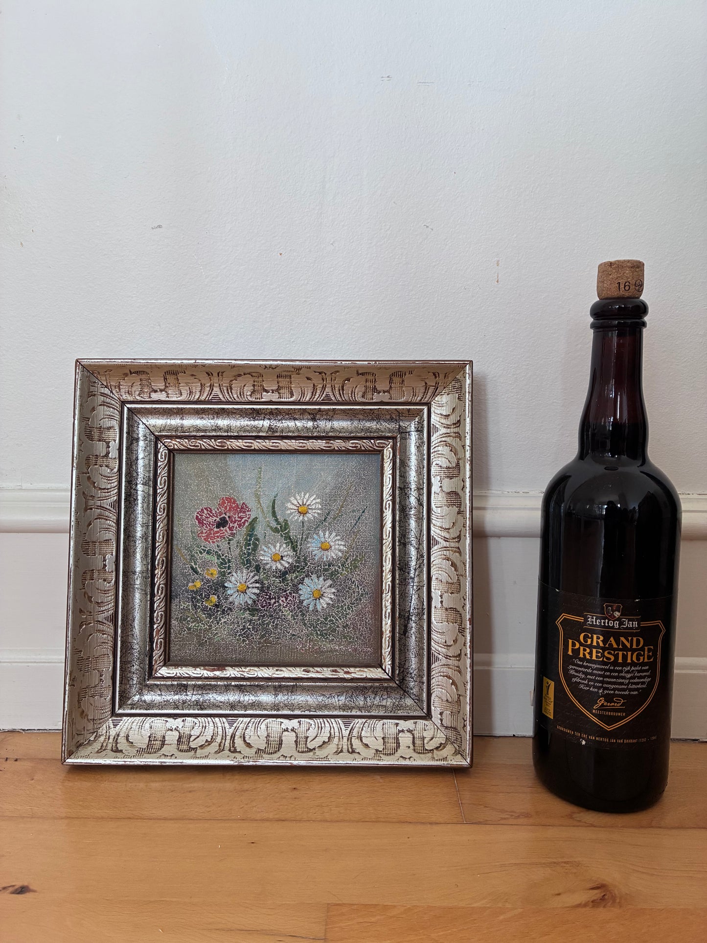 Vintage Original Floral Still Life Oil Painting, circa 1980