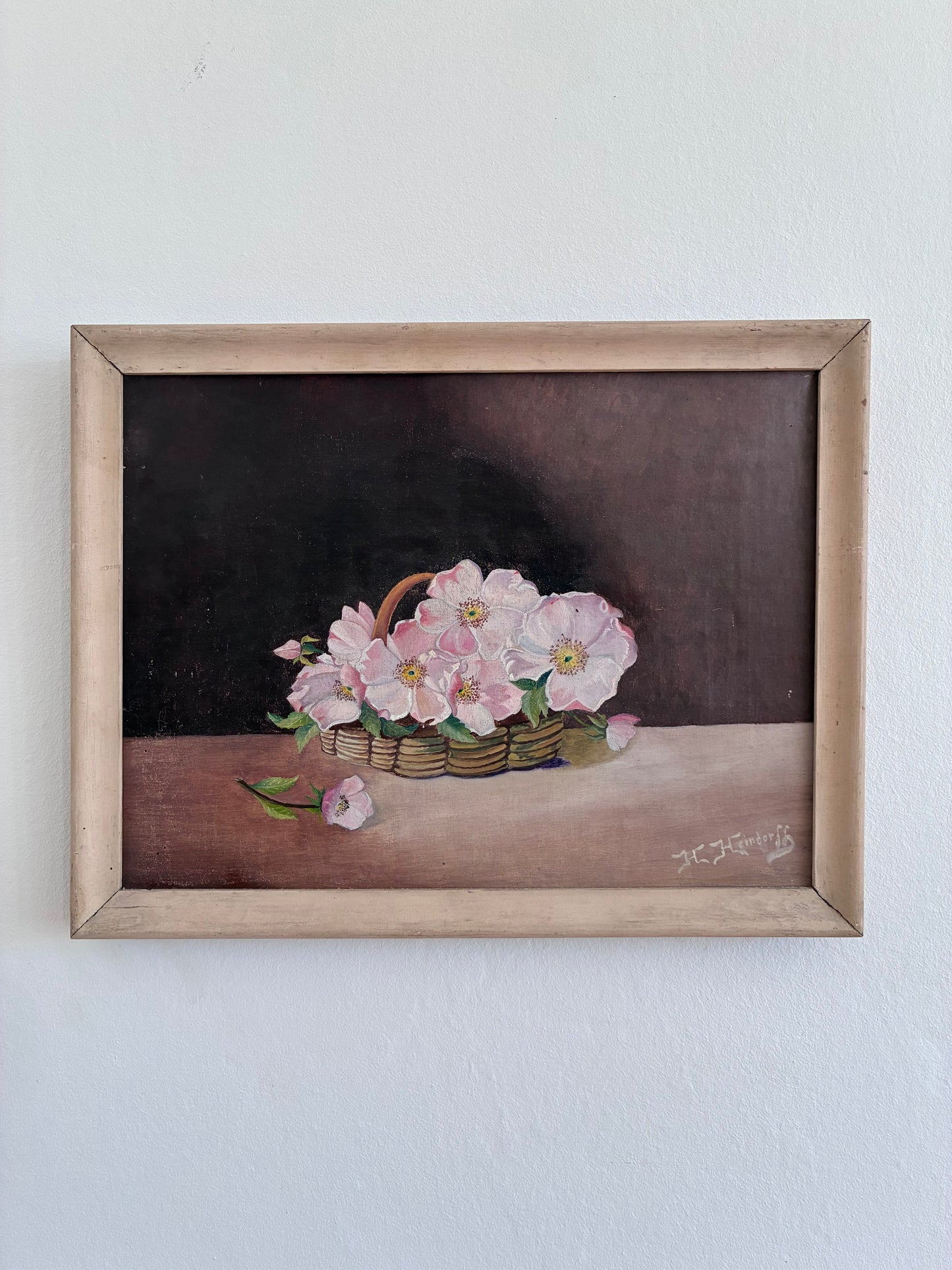 Vintage Original Flower Oil Painting, Framed Signed Floral Still Life