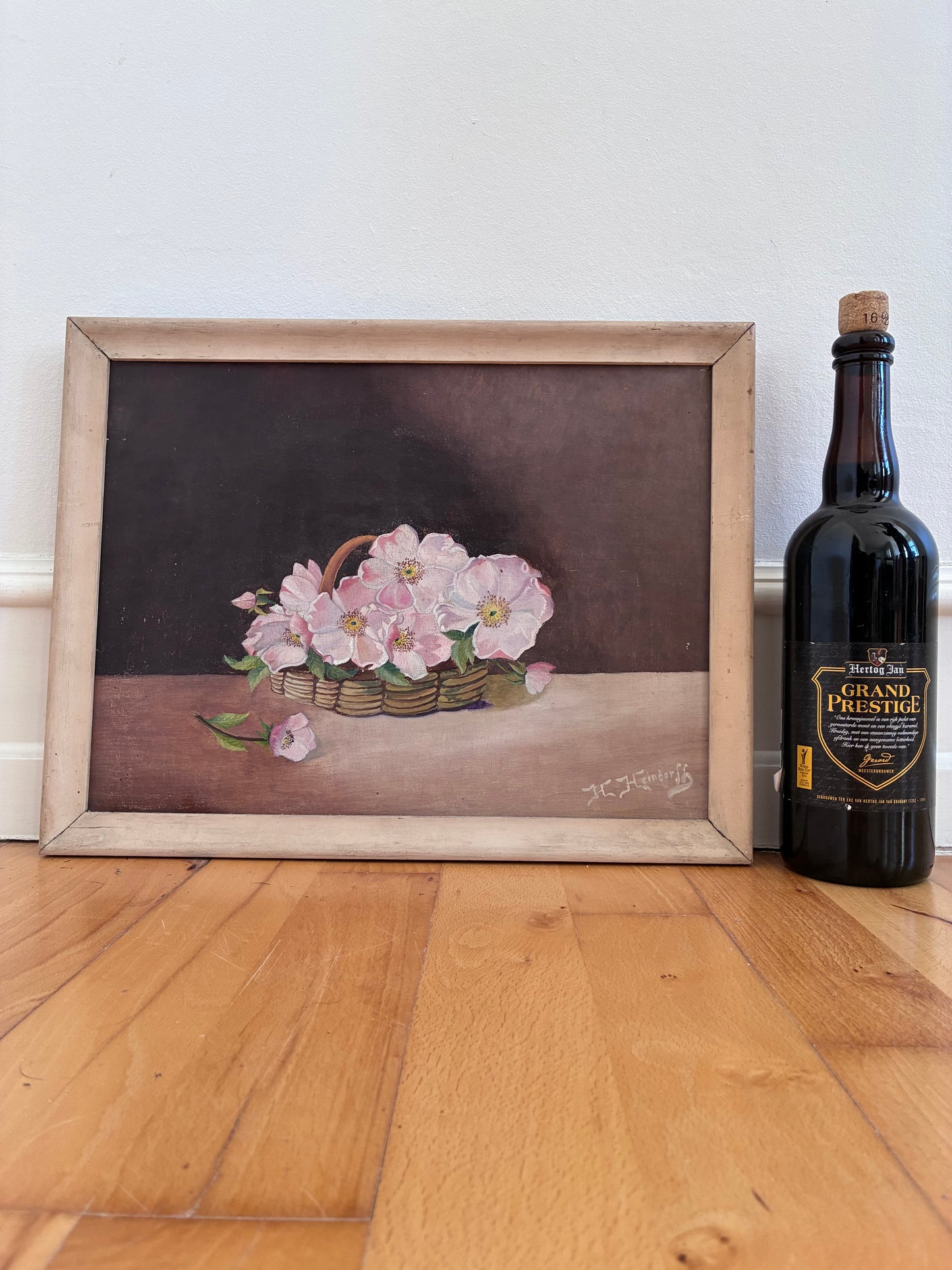 Vintage Original Flower Oil Painting, Framed Signed Floral Still Life