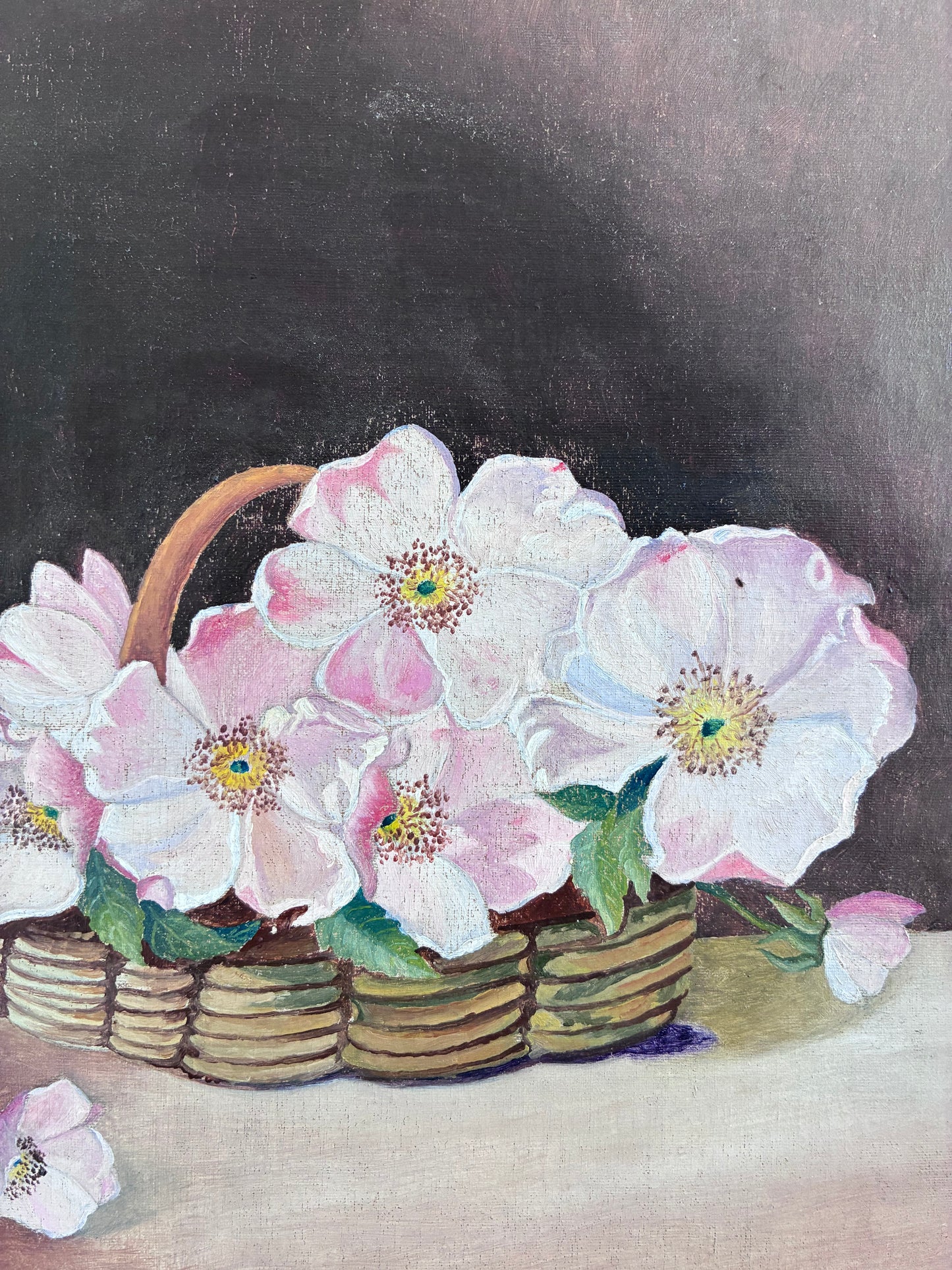 Vintage Original Flower Oil Painting, Framed Signed Floral Still Life