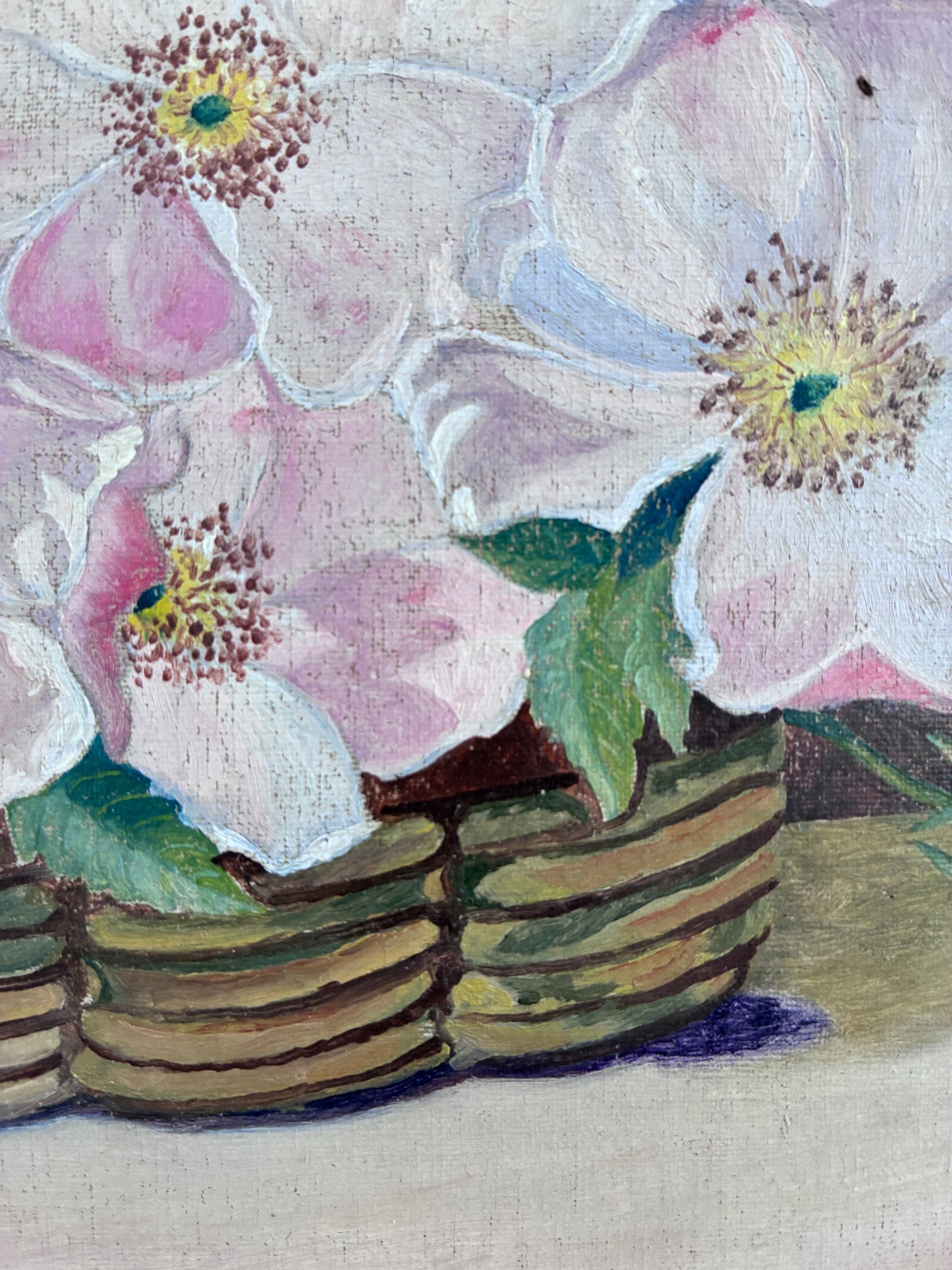 Vintage Original Flower Oil Painting, Framed Signed Floral Still Life