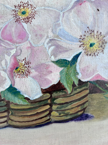 Vintage Original Flower Oil Painting, Framed Signed Floral Still Life