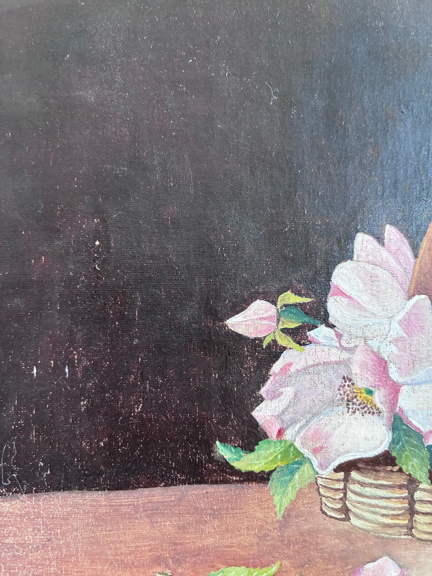 Vintage Original Flower Oil Painting, Framed Signed Floral Still Life