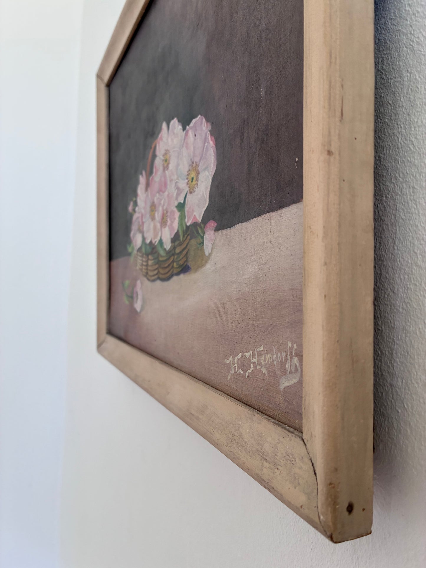 Vintage Original Flower Oil Painting, Framed Signed Floral Still Life