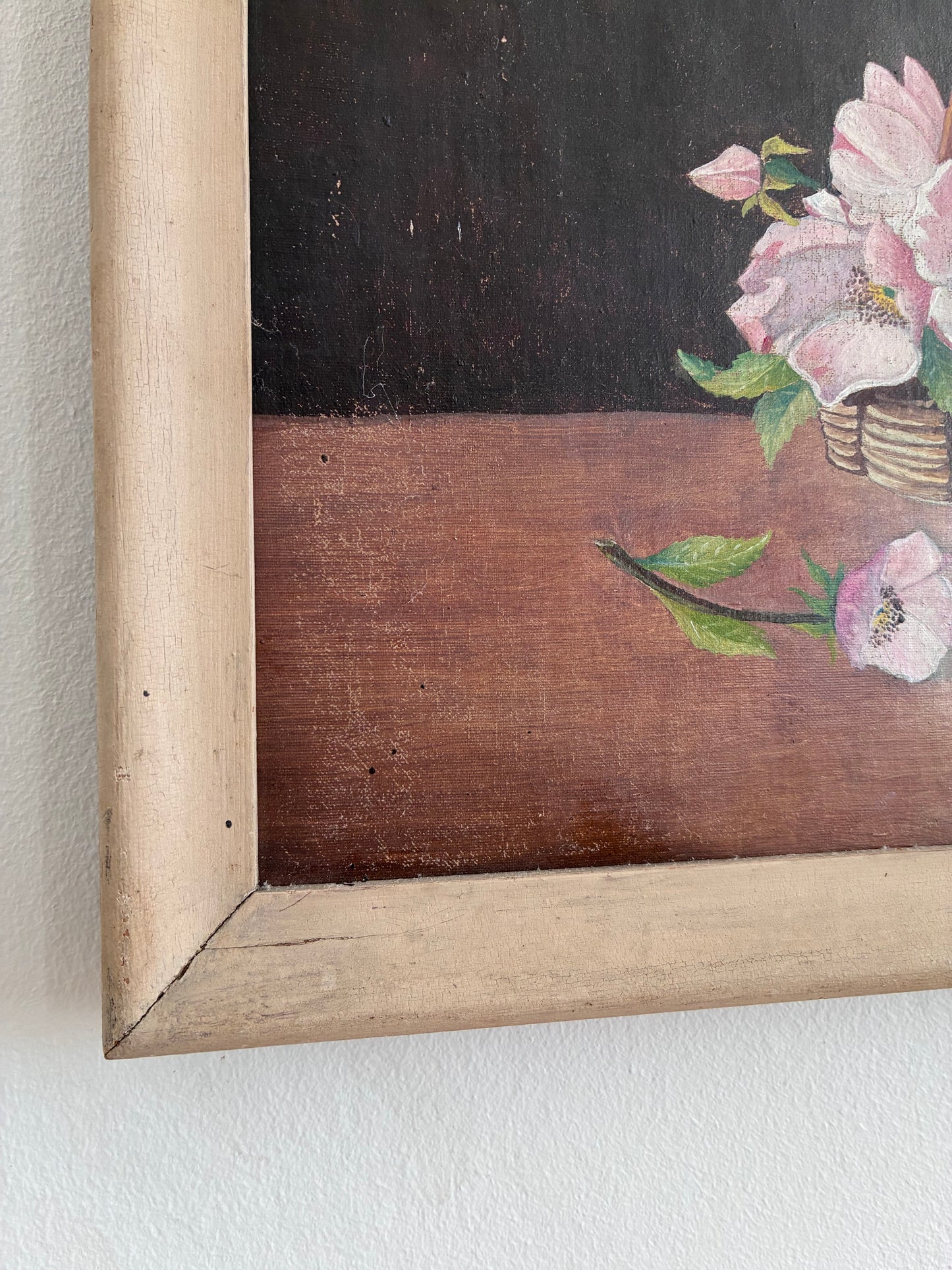 Vintage Original Flower Oil Painting, Framed Signed Floral Still Life