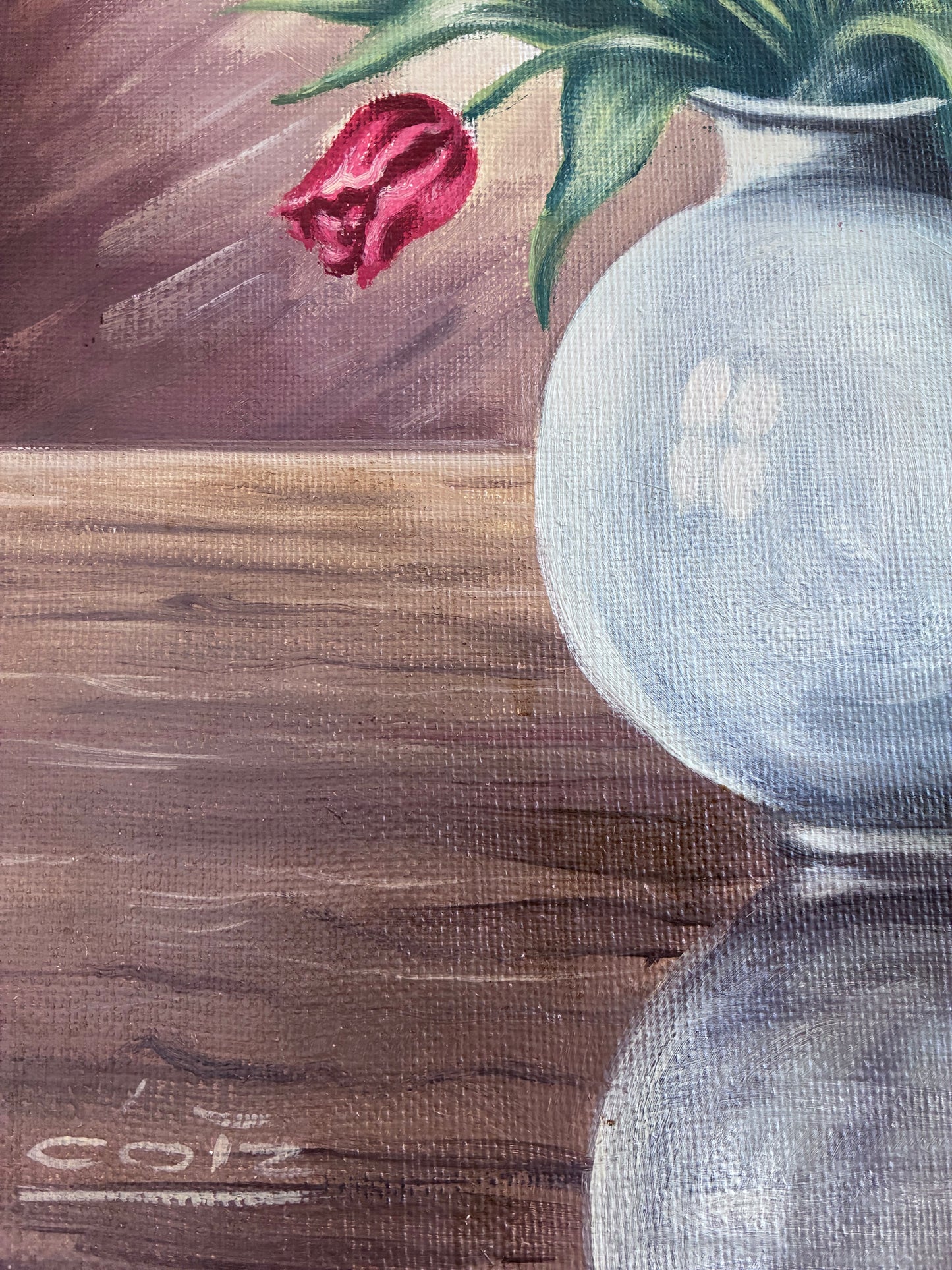 Vintage Original Flower Oil Painting, Floral Still Life Wall Art