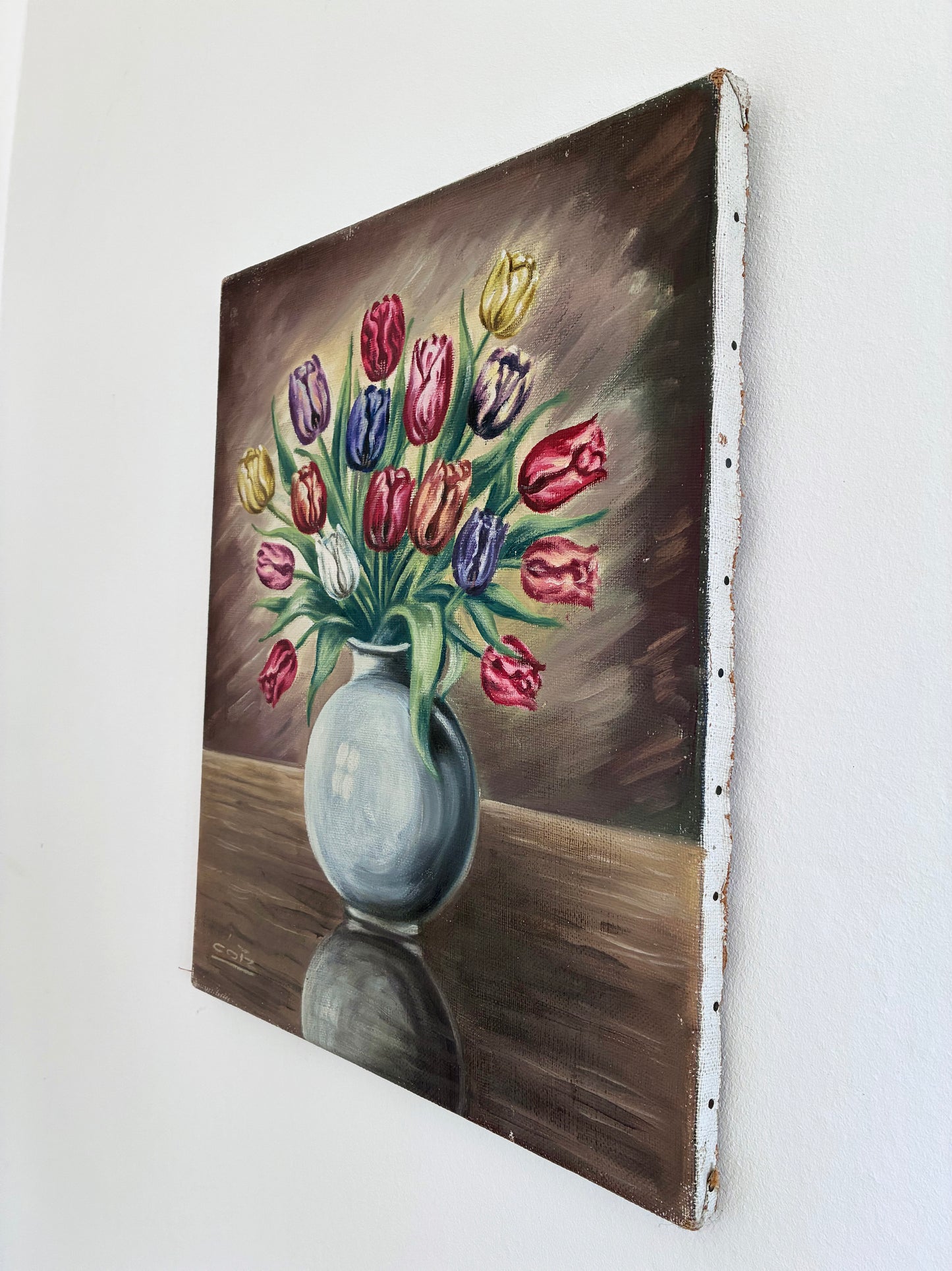 Vintage Original Flower Oil Painting, Floral Still Life Wall Art