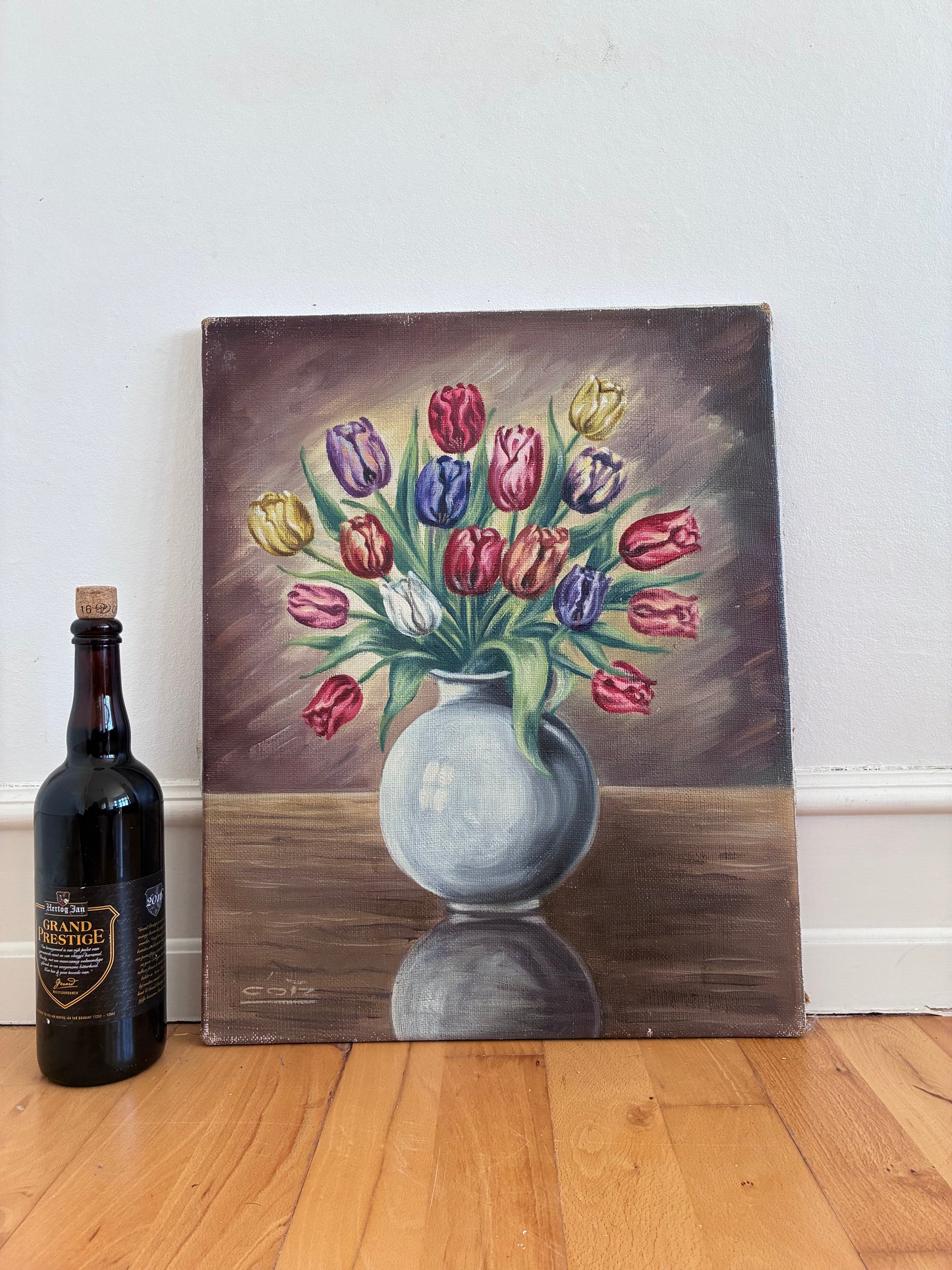 Vintage Original Flower Oil Painting, Floral Still Life Wall Art