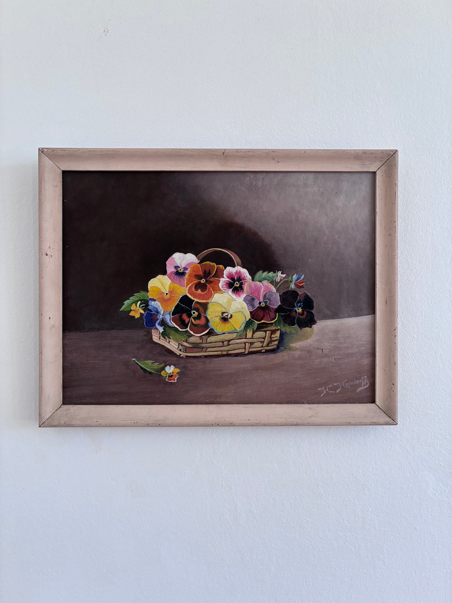Vintage Original Flower Oil Painting, Framed Signed Floral Still Life Art