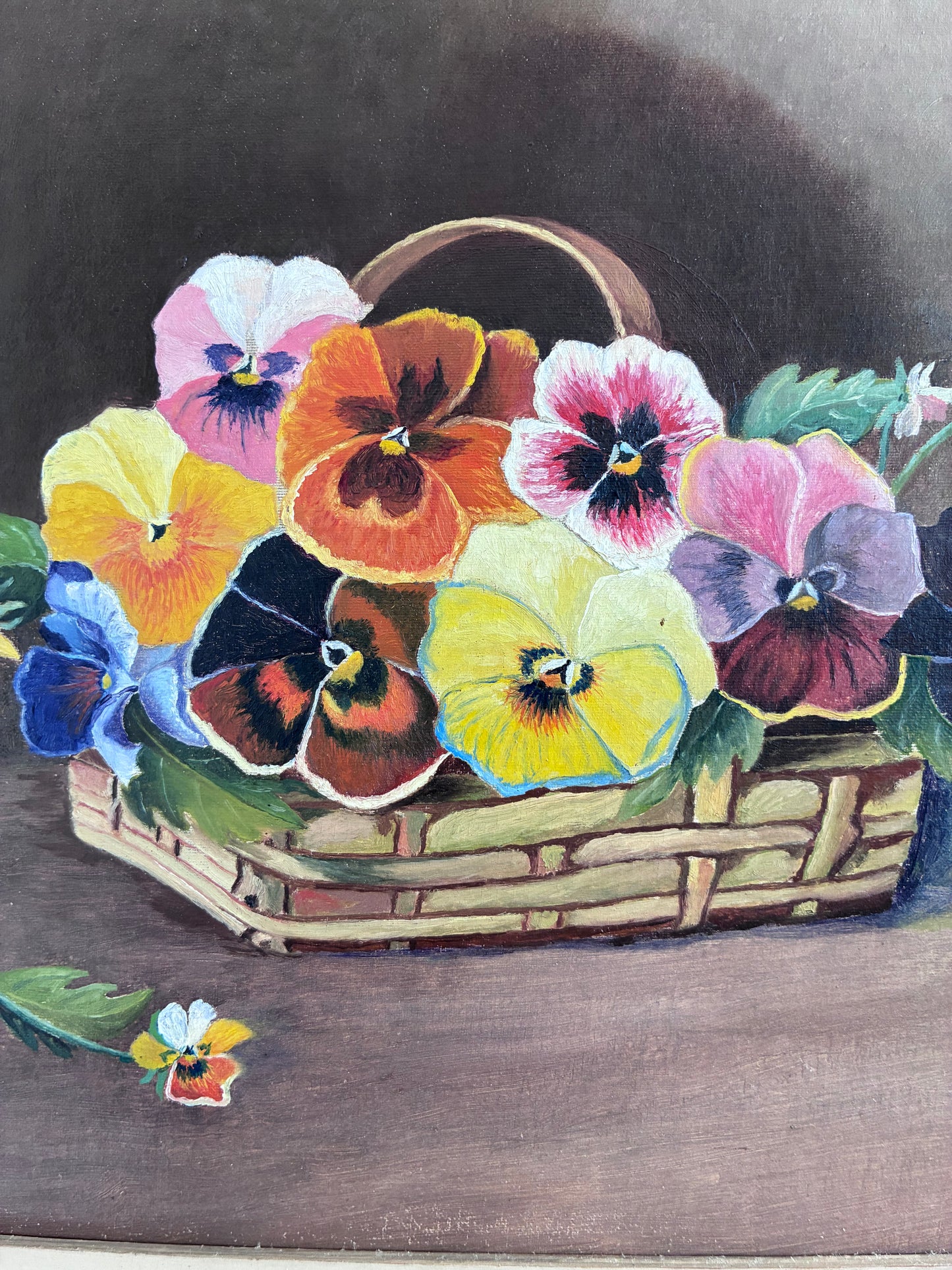 Vintage Original Flower Oil Painting, Framed Signed Floral Still Life Art