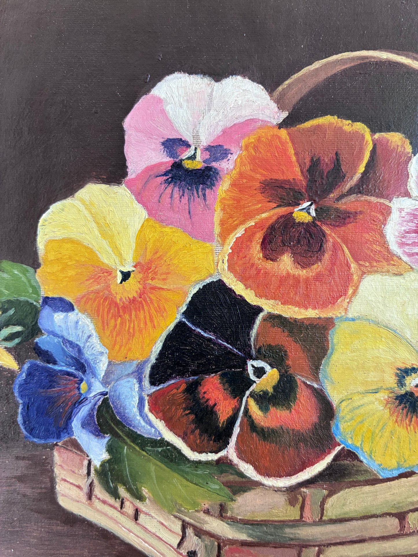 Vintage Original Flower Oil Painting, Framed Signed Floral Still Life Art