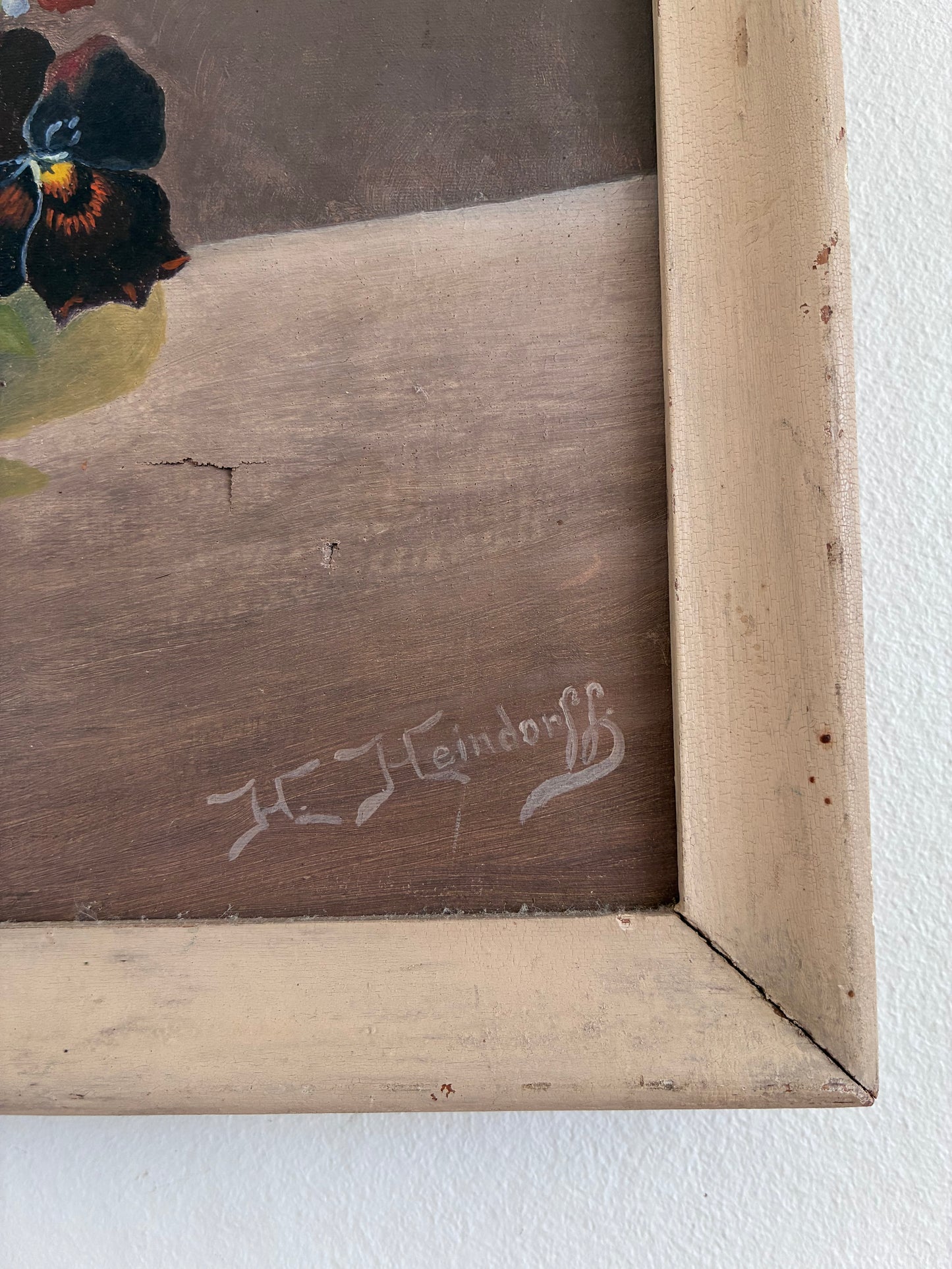 Vintage Original Flower Oil Painting, Framed Signed Floral Still Life Art