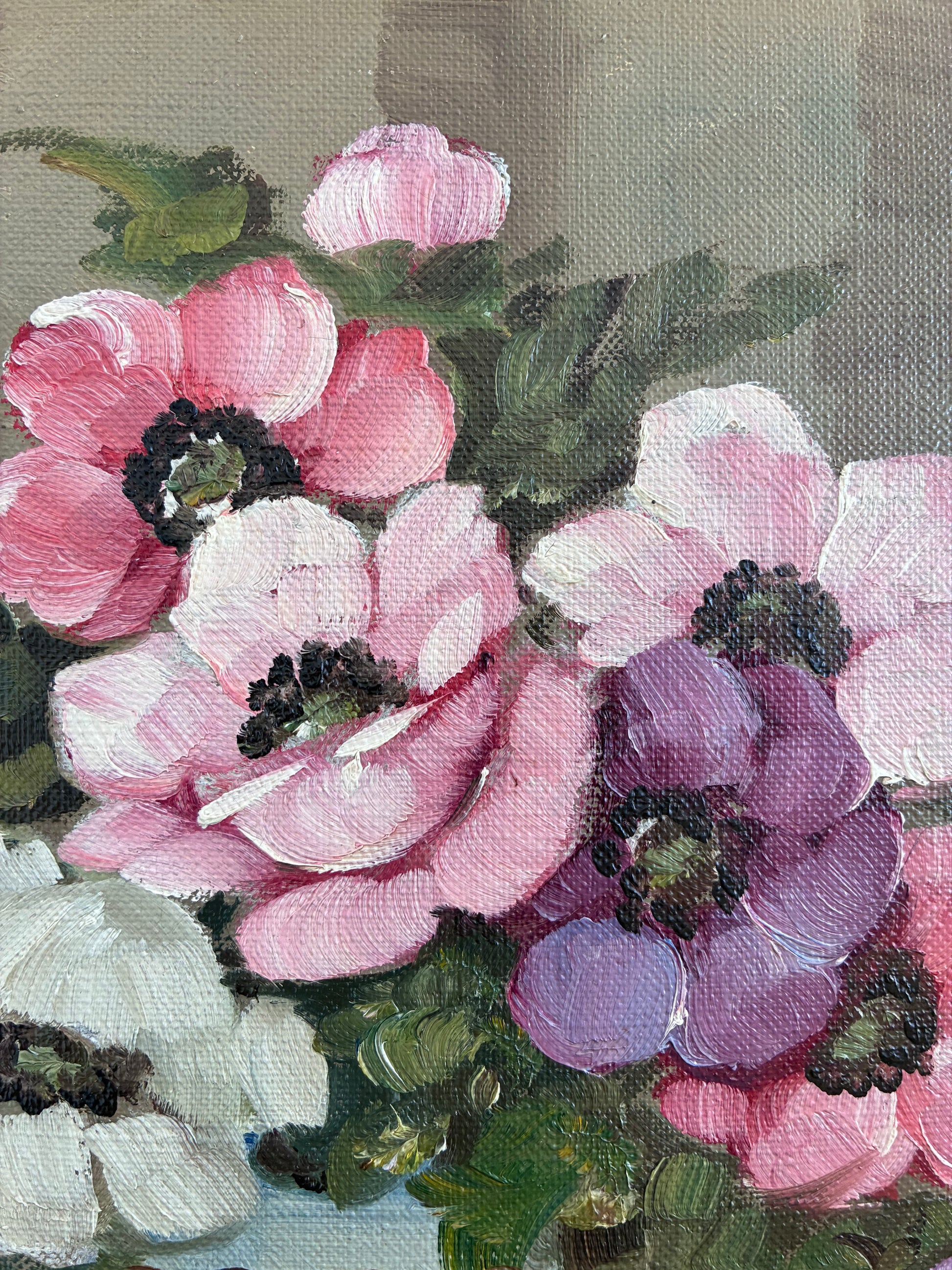 Framed Vintage Original Flower Oil Painting, Signed Floral Still Life