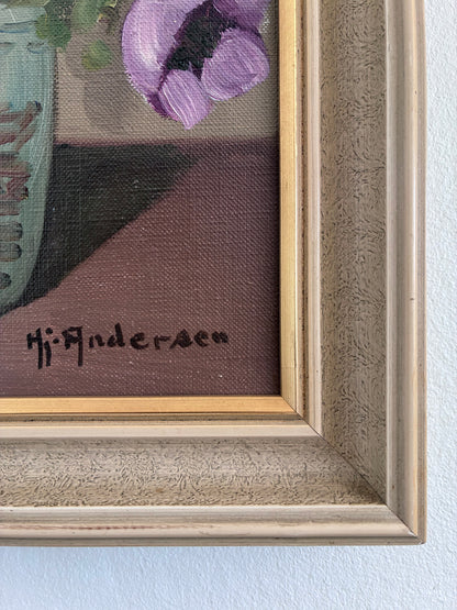Framed Vintage Original Flower Oil Painting, Signed Floral Still Life