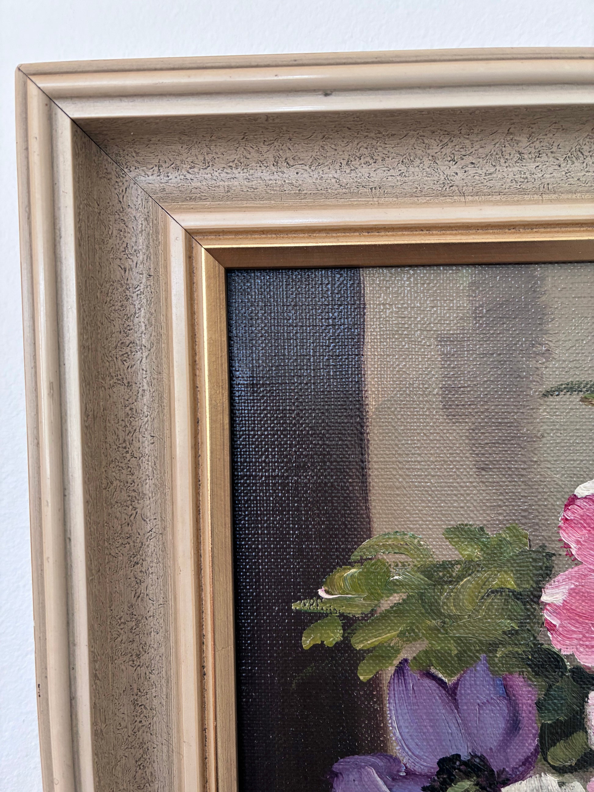 Framed Vintage Original Flower Oil Painting, Signed Floral Still Life