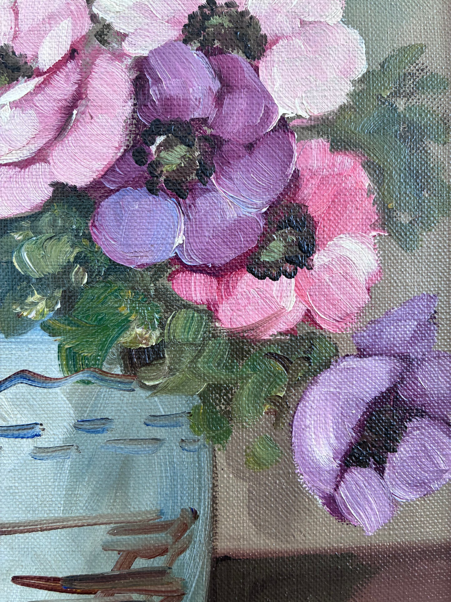 Framed Vintage Original Flower Oil Painting, Signed Floral Still Life