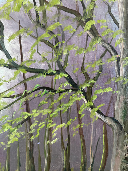 Vintage Original Forest Landscape Oil Painting, circa 1960s