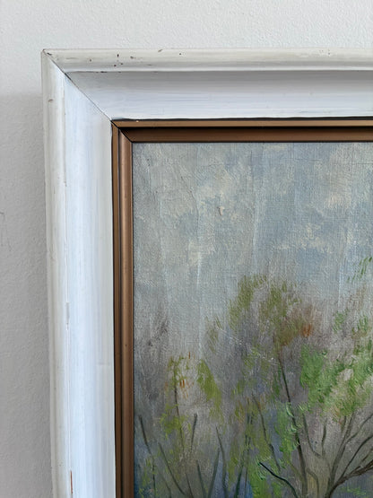Vintage Original Forest Landscape Oil Painting, circa 1960s