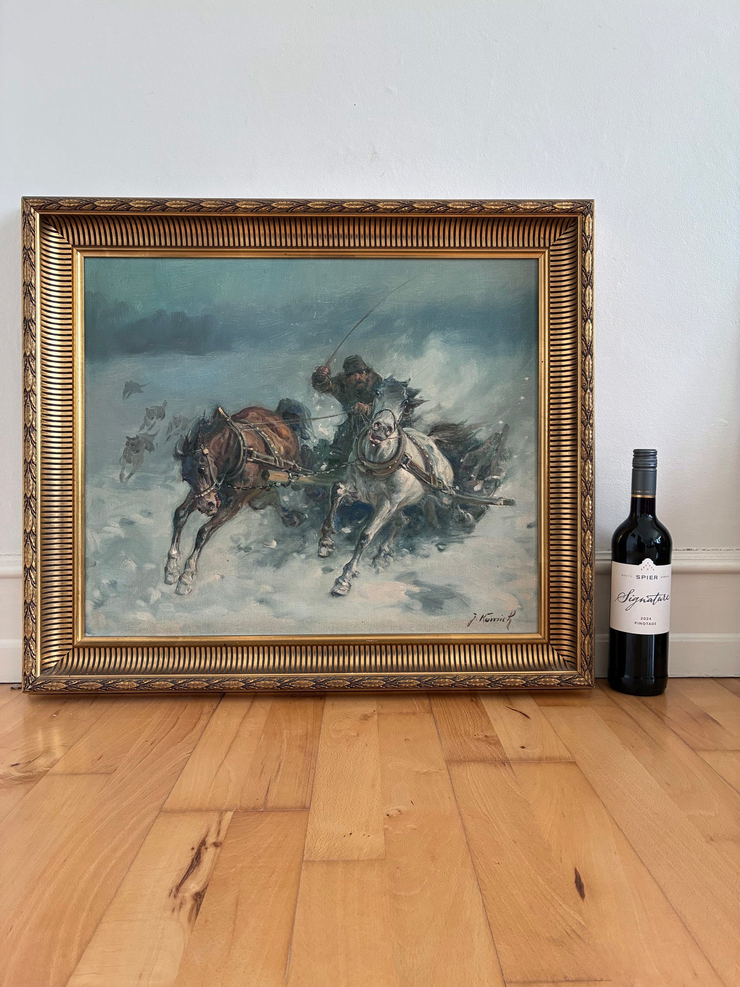 Vintage Original Horse Oil Painting, Large Signed Equestrian Wall Art