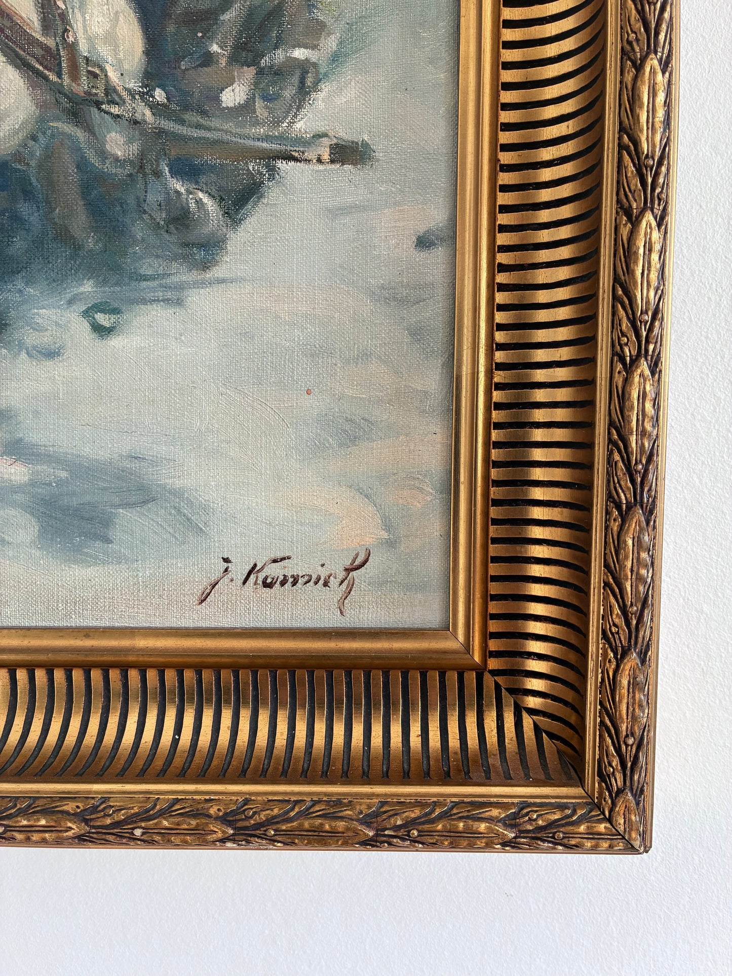 Vintage Original Horse Oil Painting, Large Signed Equestrian Wall Art