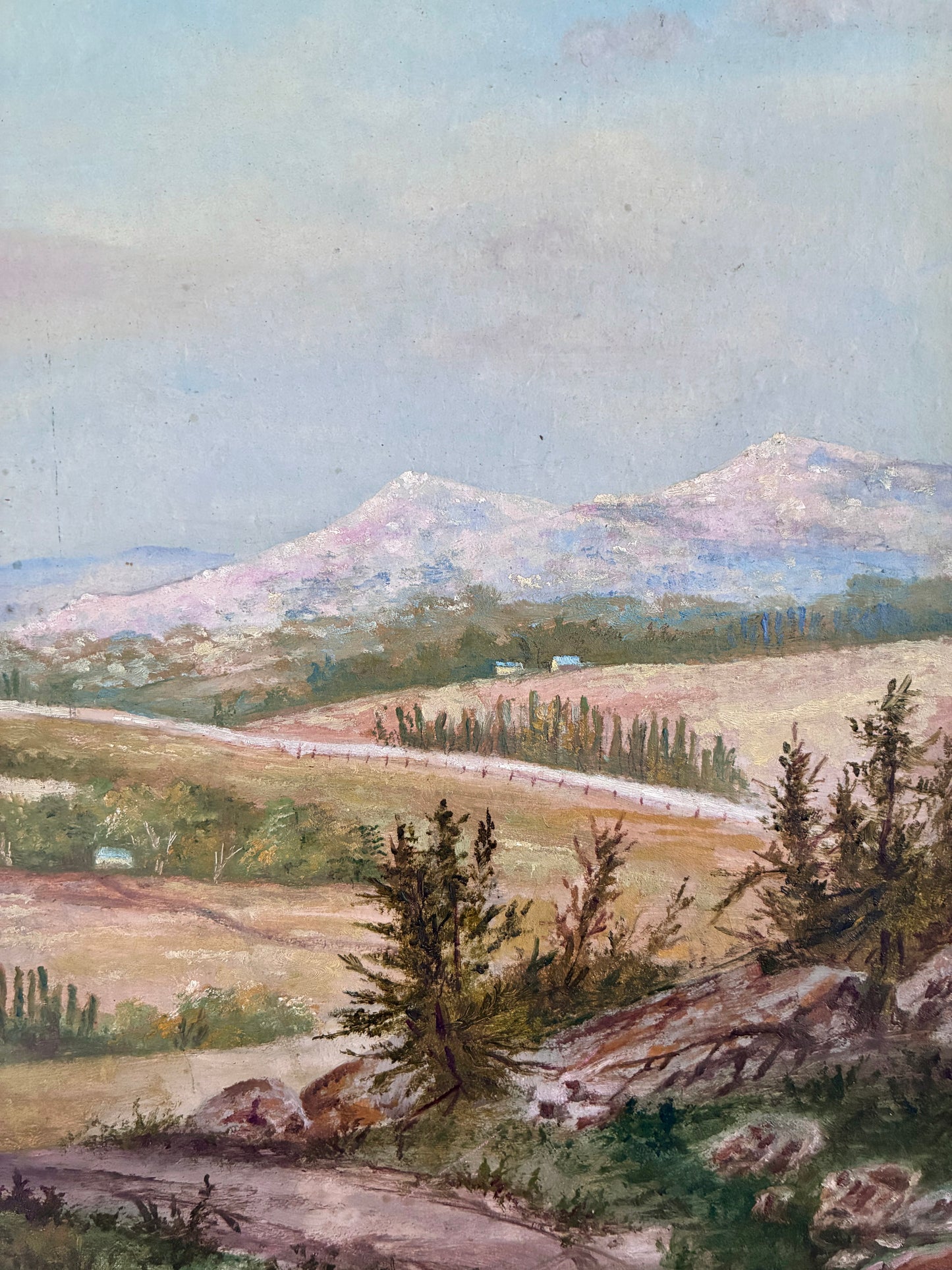 Vintage Original Landscape Oil Painting, Framed Signed Countryside Wall Art