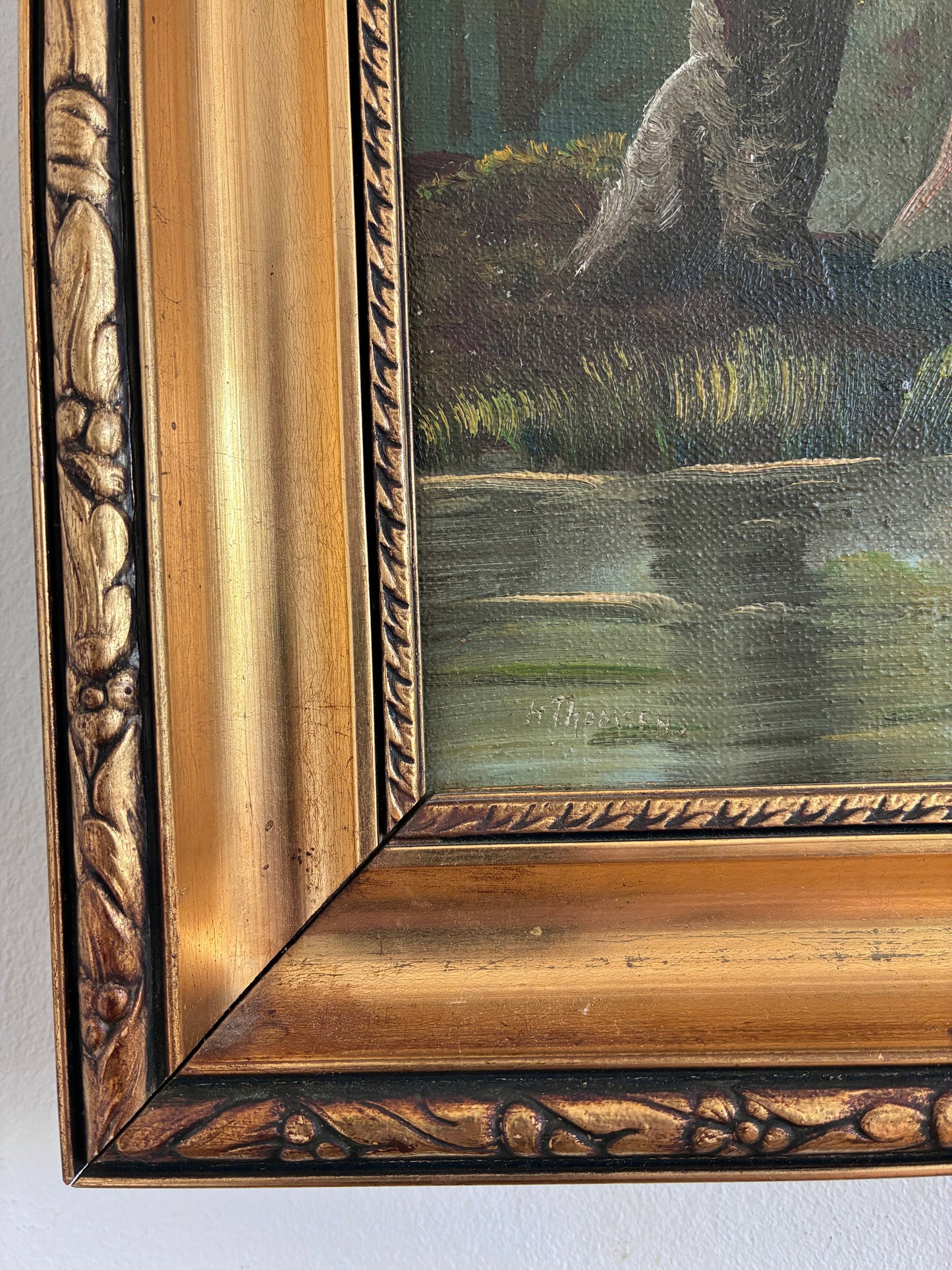 Vintage Original Landscape Oil Painting, Signed River Art