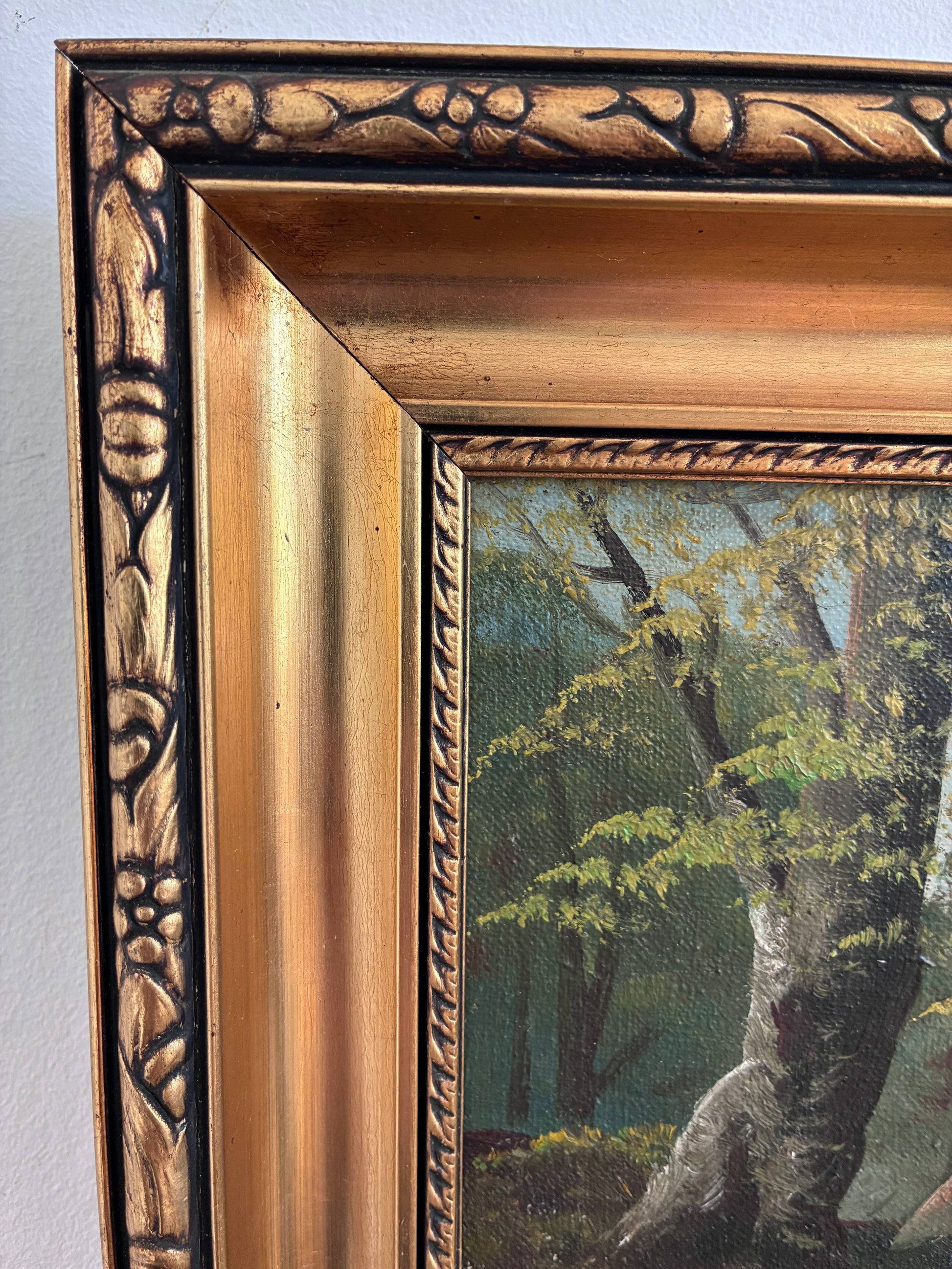 Vintage Original Landscape Oil Painting, Signed River Art