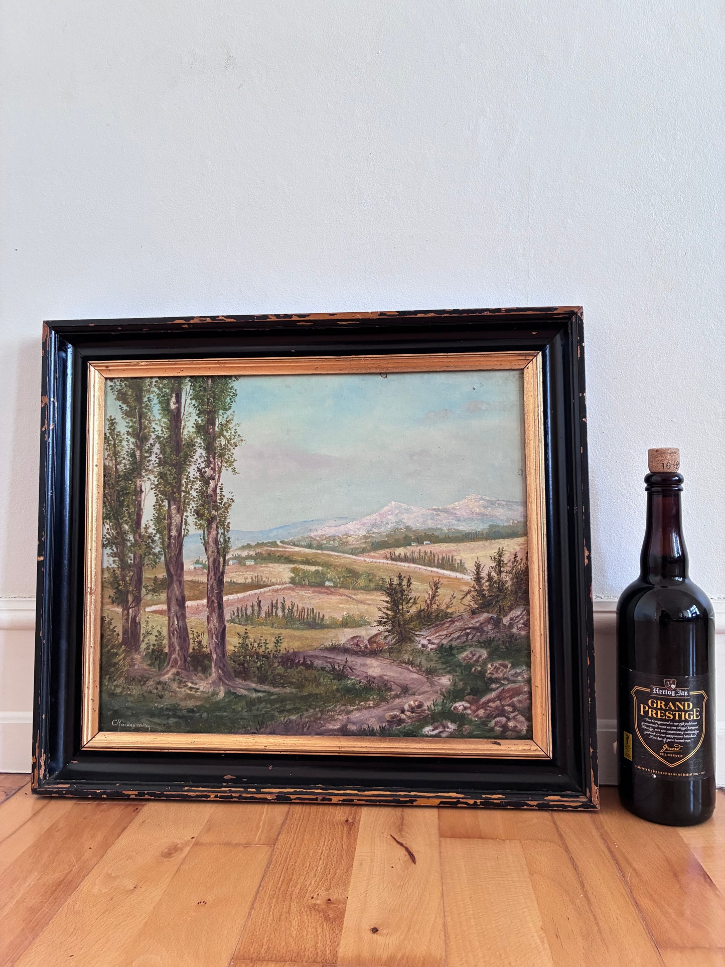 Vintage Original Landscape Oil Painting, Framed Signed Countryside Wall Art