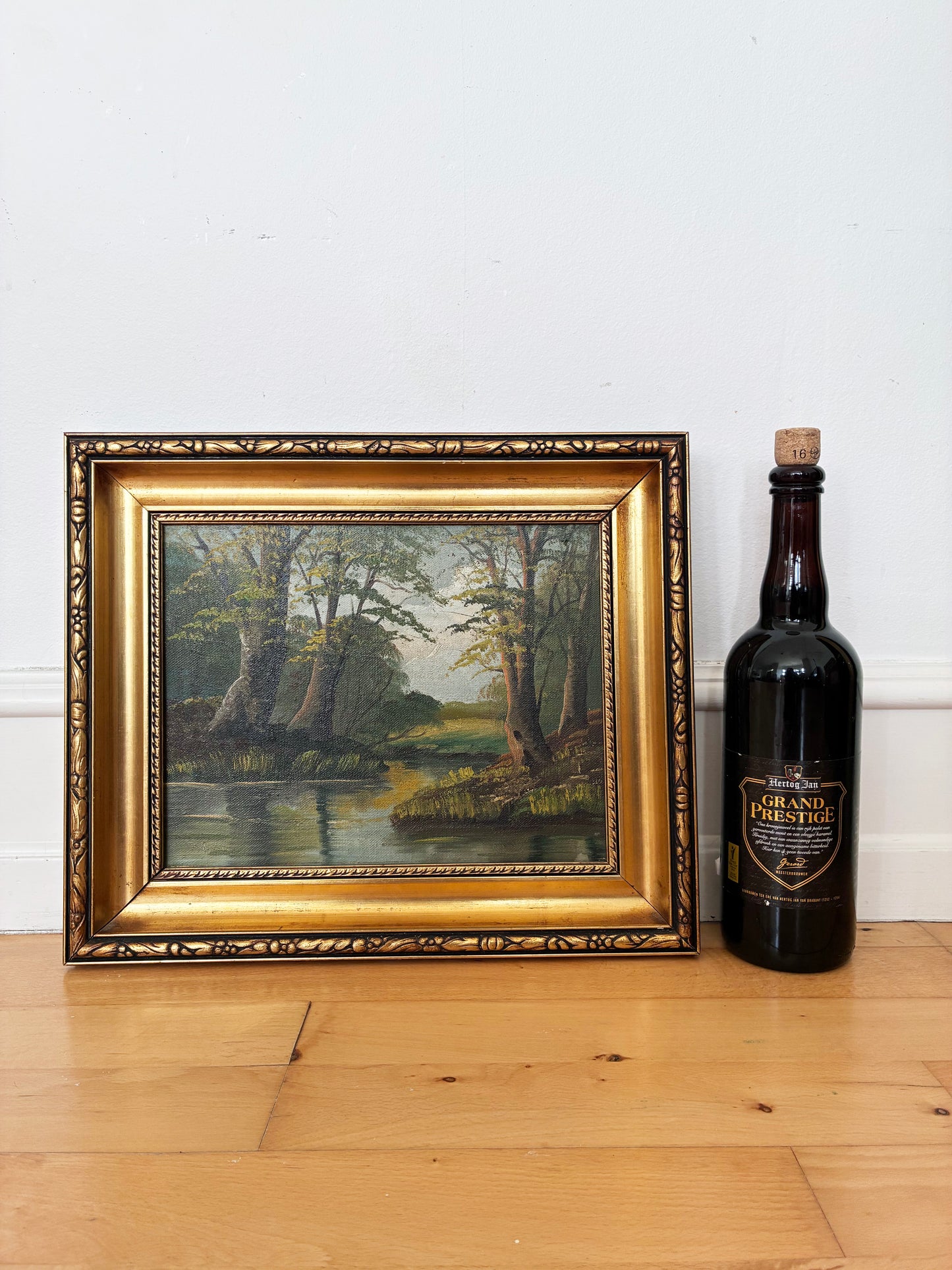 Vintage Original Landscape Oil Painting, Signed River Art