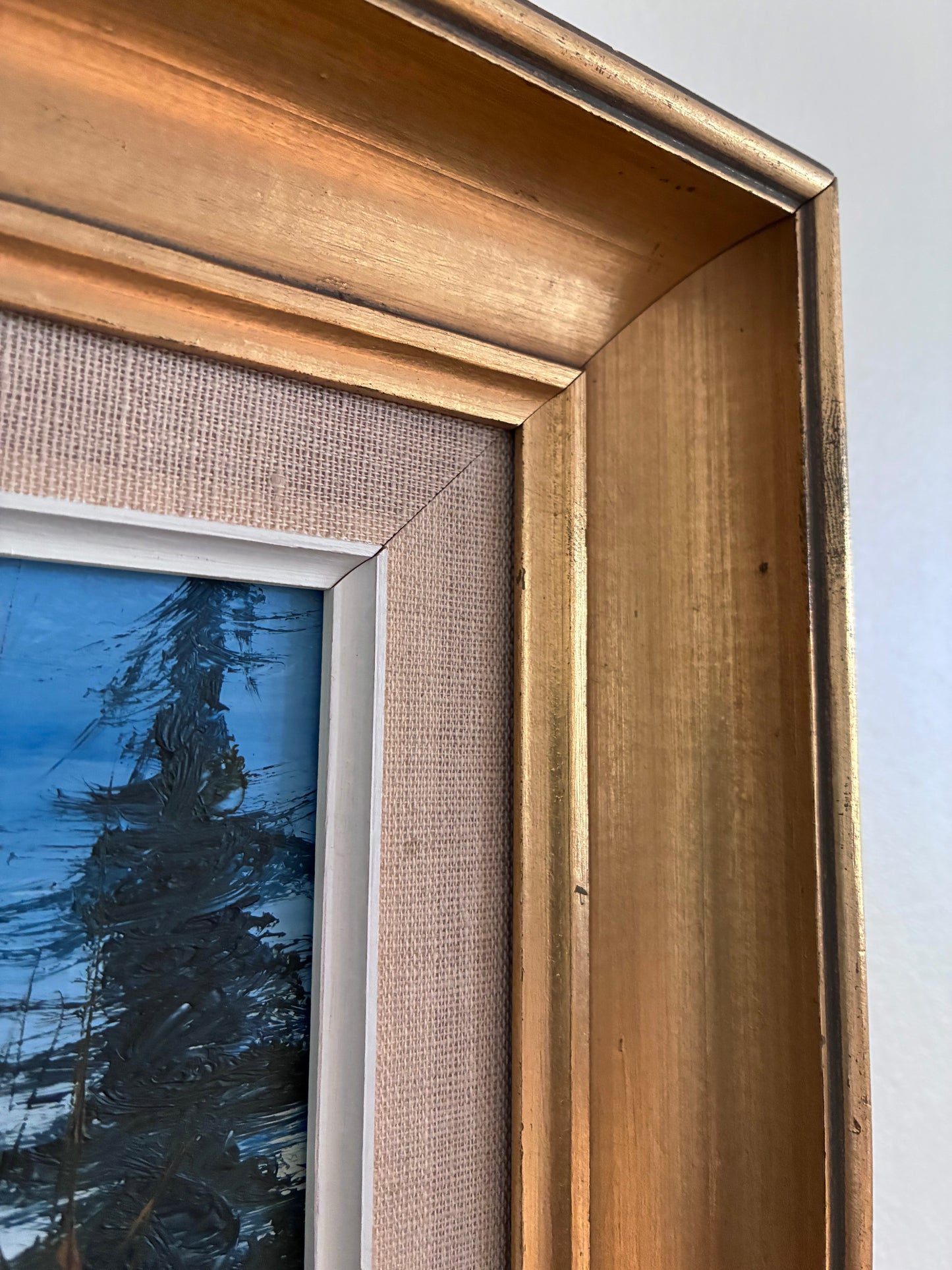 close up of a Vintage Original Landscape Oil Painting