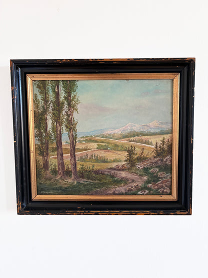 Vintage Original Landscape Oil Painting, Framed Signed Countryside Wall Art
