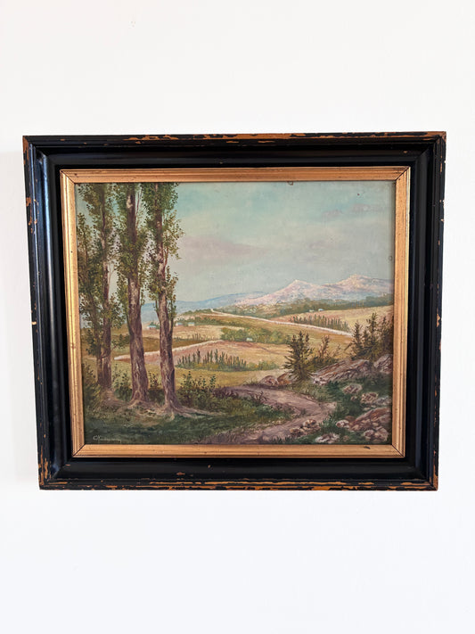 Vintage Original Landscape Oil Painting, Framed Signed Countryside Wall Art