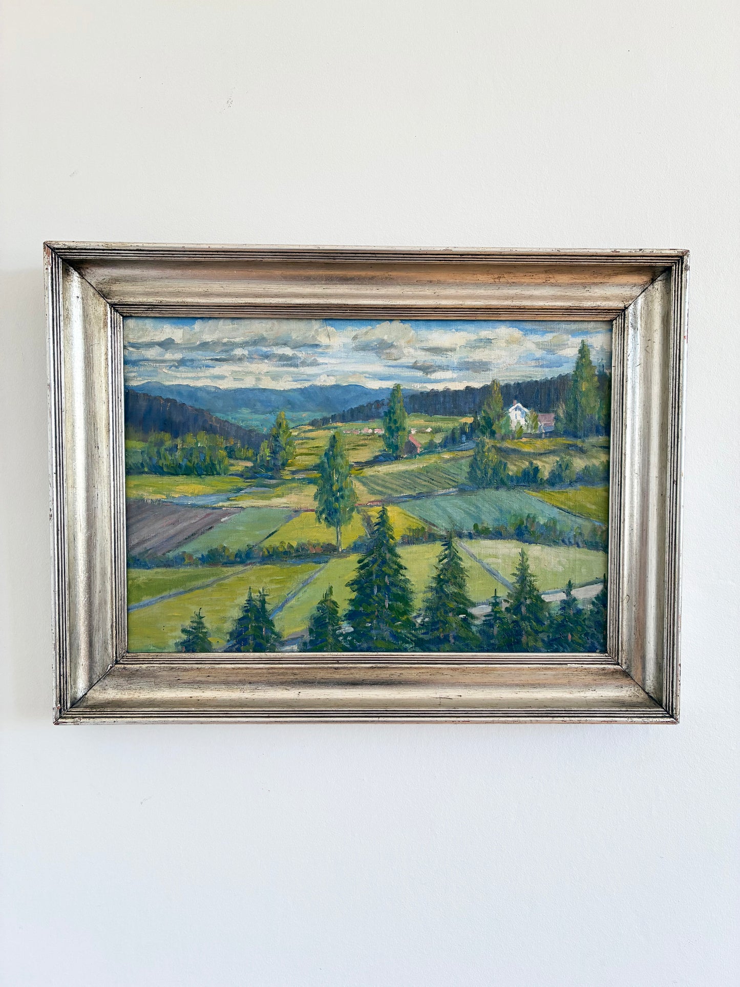 Vintage Original Landscape Oil Painting, Countryside Art