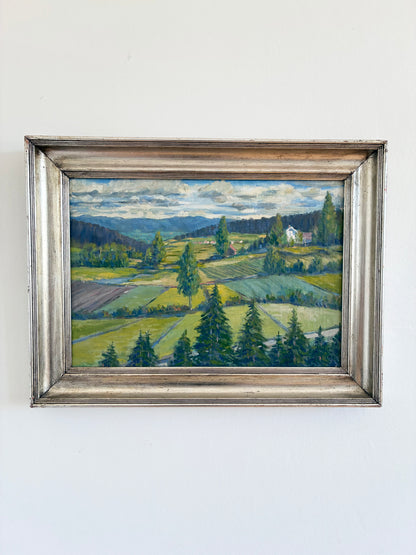 Vintage Original Landscape Oil Painting, Countryside Art