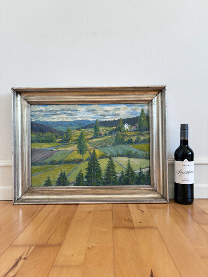 Vintage Original Landscape Oil Painting, Countryside Art