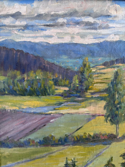 Vintage Original Landscape Oil Painting, Countryside Art