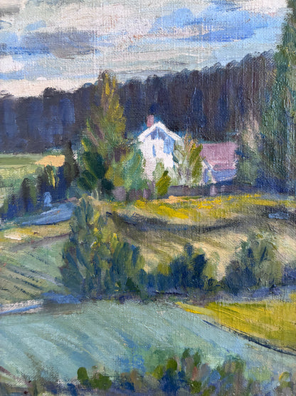 Vintage Original Landscape Oil Painting, Countryside Art