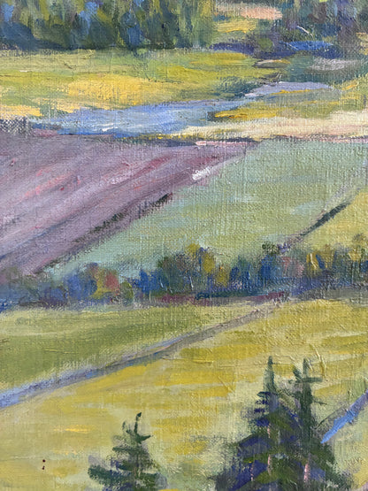 Vintage Original Landscape Oil Painting, Countryside Art